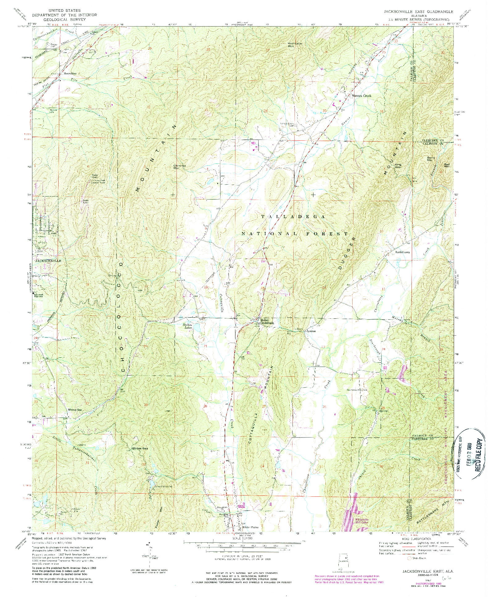 USGS 1:24000-SCALE QUADRANGLE FOR JACKSONVILLE EAST, AL 1967