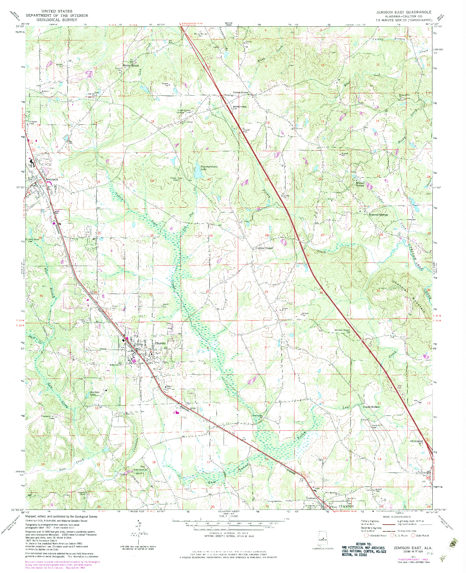 USGS 1:24000-SCALE QUADRANGLE FOR JEMISON EAST, AL 1971