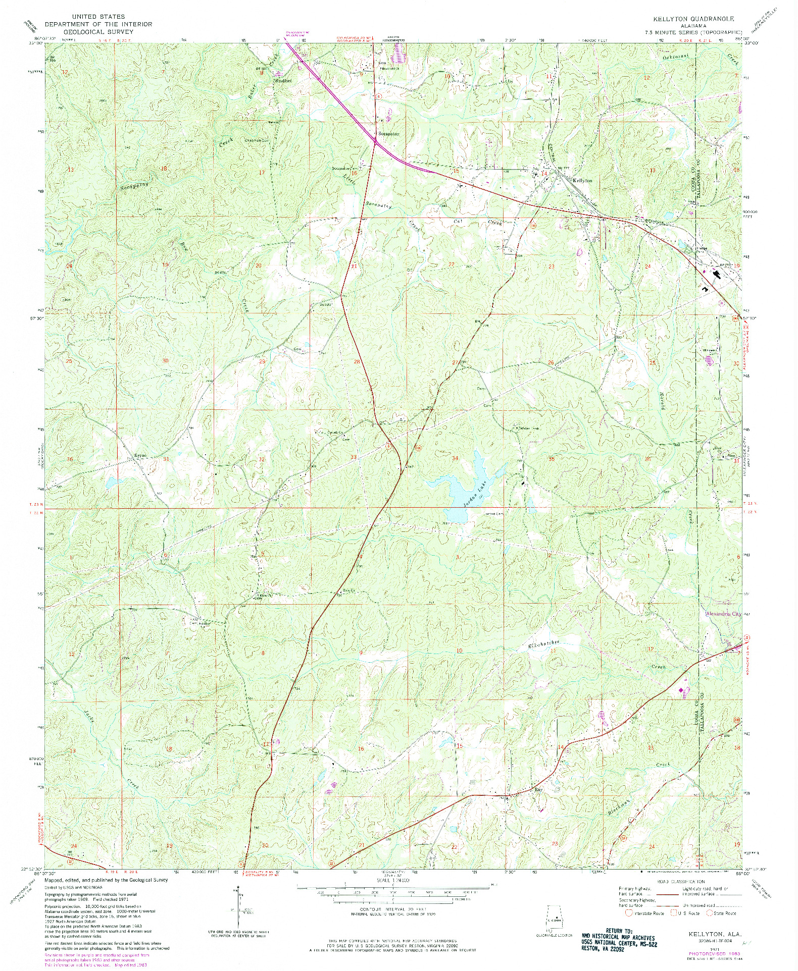 USGS 1:24000-SCALE QUADRANGLE FOR KELLYTON, AL 1971