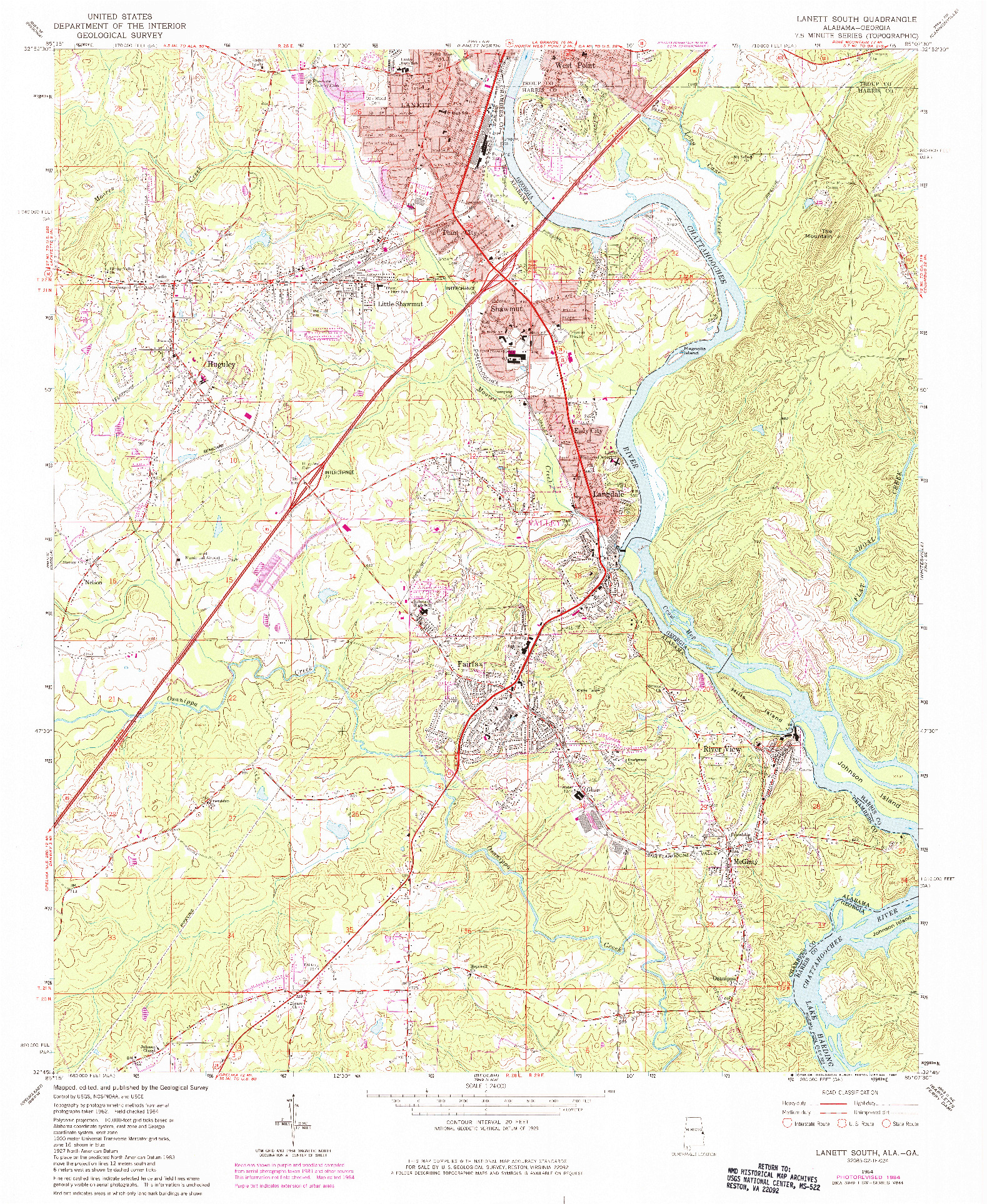 USGS 1:24000-SCALE QUADRANGLE FOR LANETT SOUTH, AL 1964
