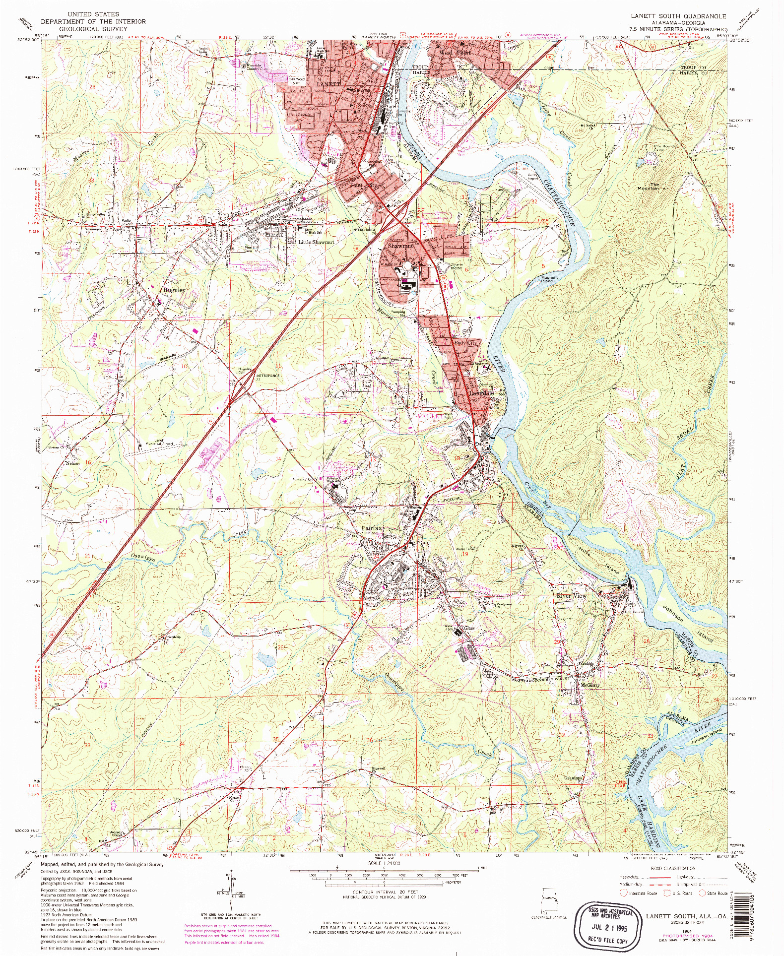 USGS 1:24000-SCALE QUADRANGLE FOR LANETT SOUTH, AL 1964