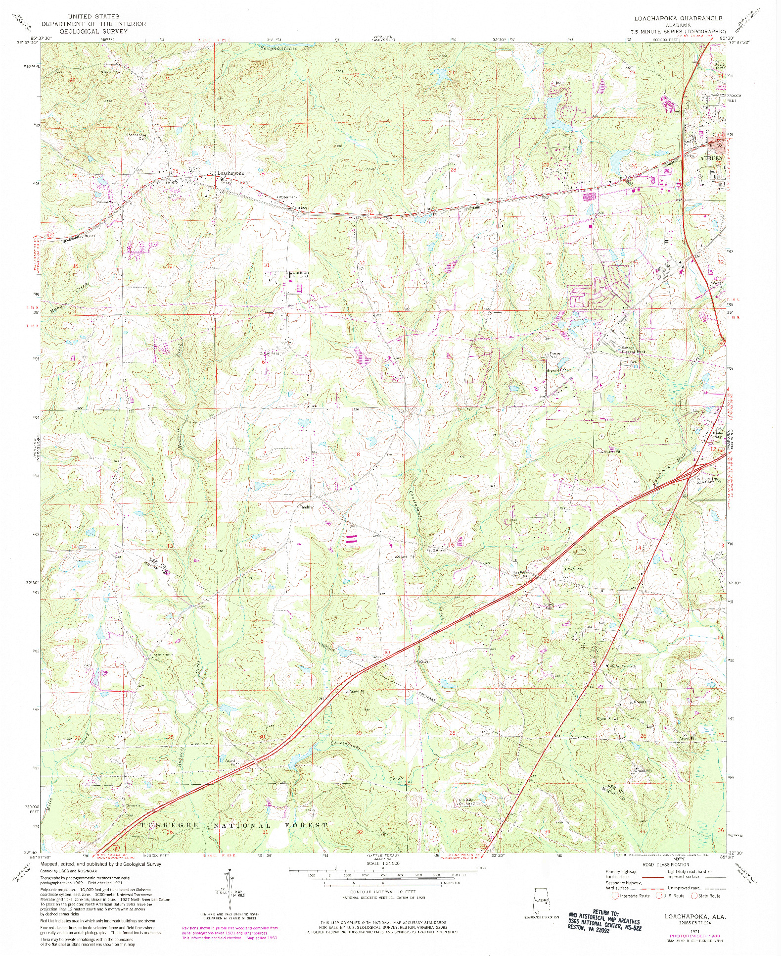 USGS 1:24000-SCALE QUADRANGLE FOR LOACHAPOKA, AL 1971
