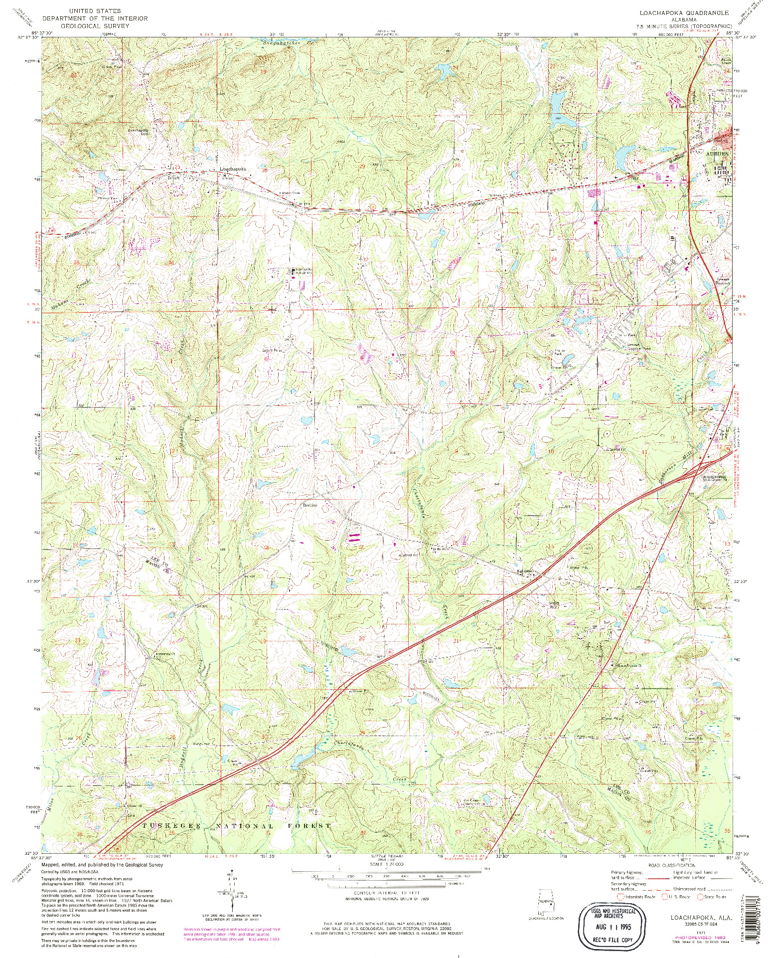 USGS 1:24000-SCALE QUADRANGLE FOR LOACHAPOKA, AL 1971