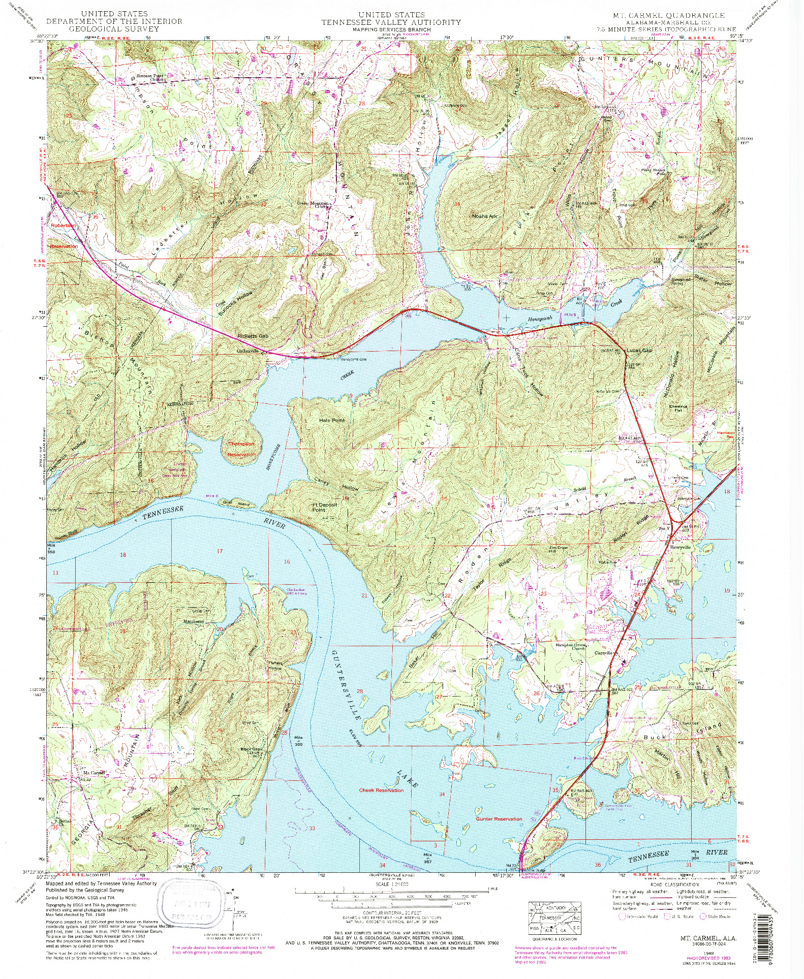 USGS 1:24000-SCALE QUADRANGLE FOR MT CARMEL, AL 1948