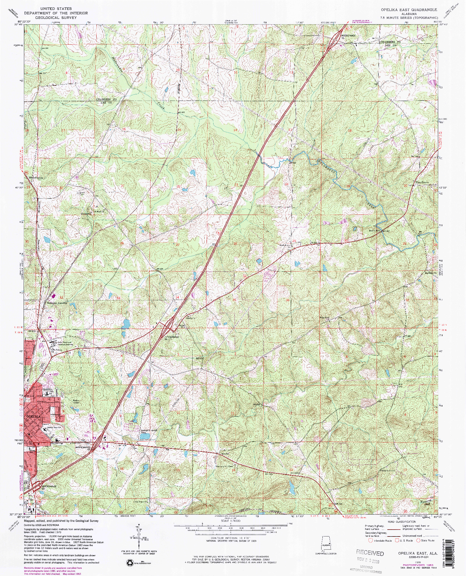 USGS 1:24000-SCALE QUADRANGLE FOR OPELIKA EAST, AL 1970