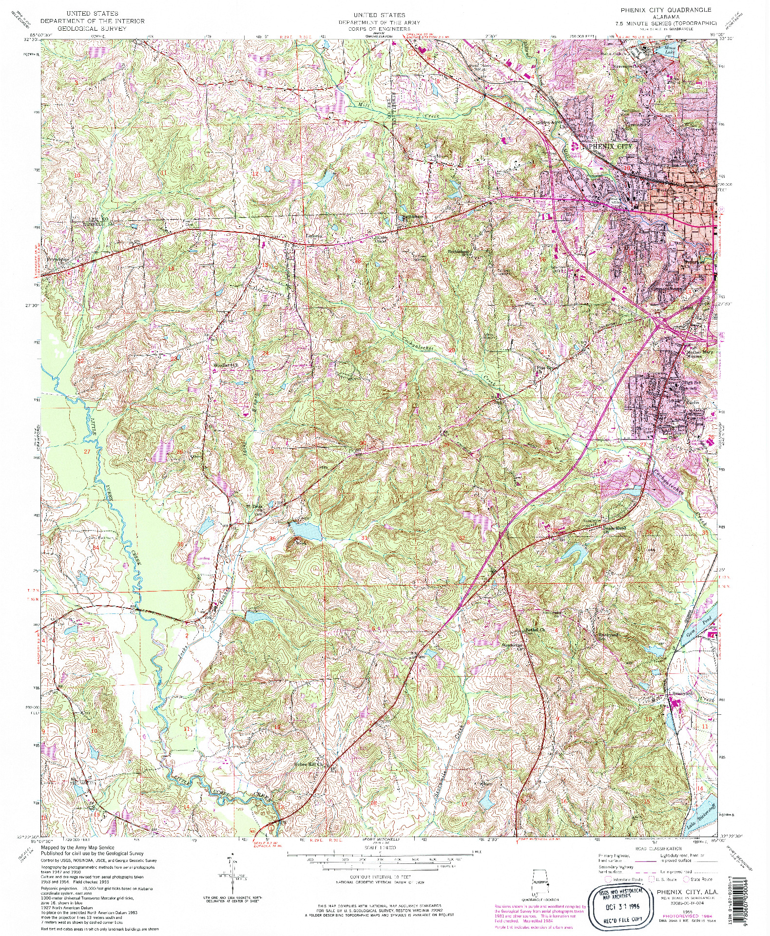 USGS 1:24000-SCALE QUADRANGLE FOR PHENIX CITY, AL 1955