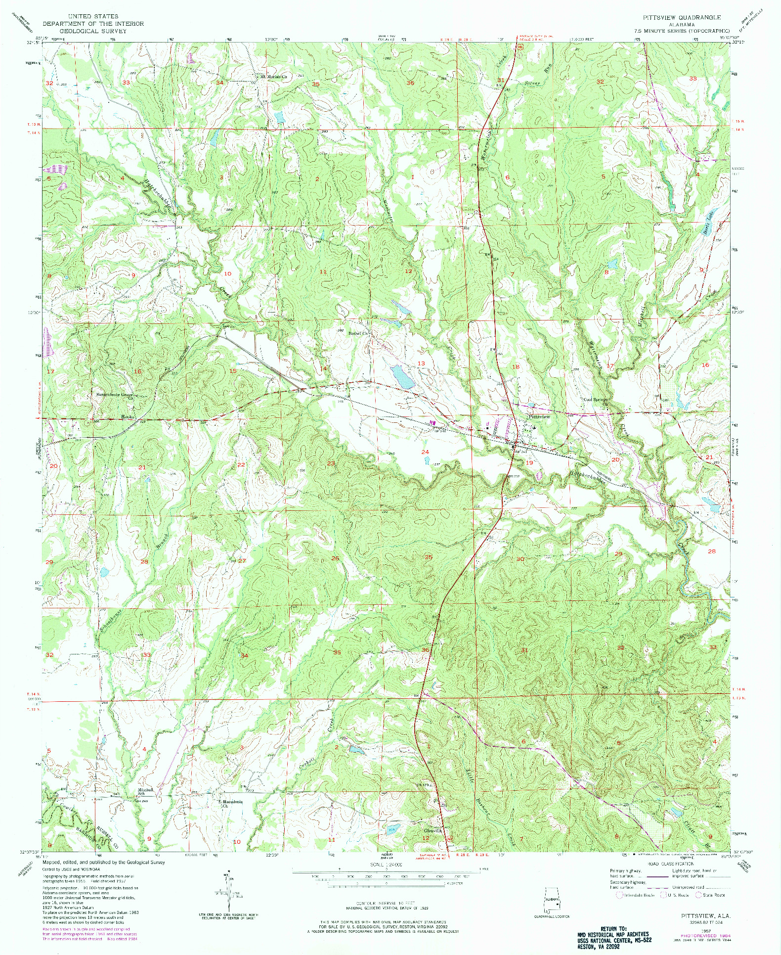 USGS 1:24000-SCALE QUADRANGLE FOR PITTSVIEW, AL 1957