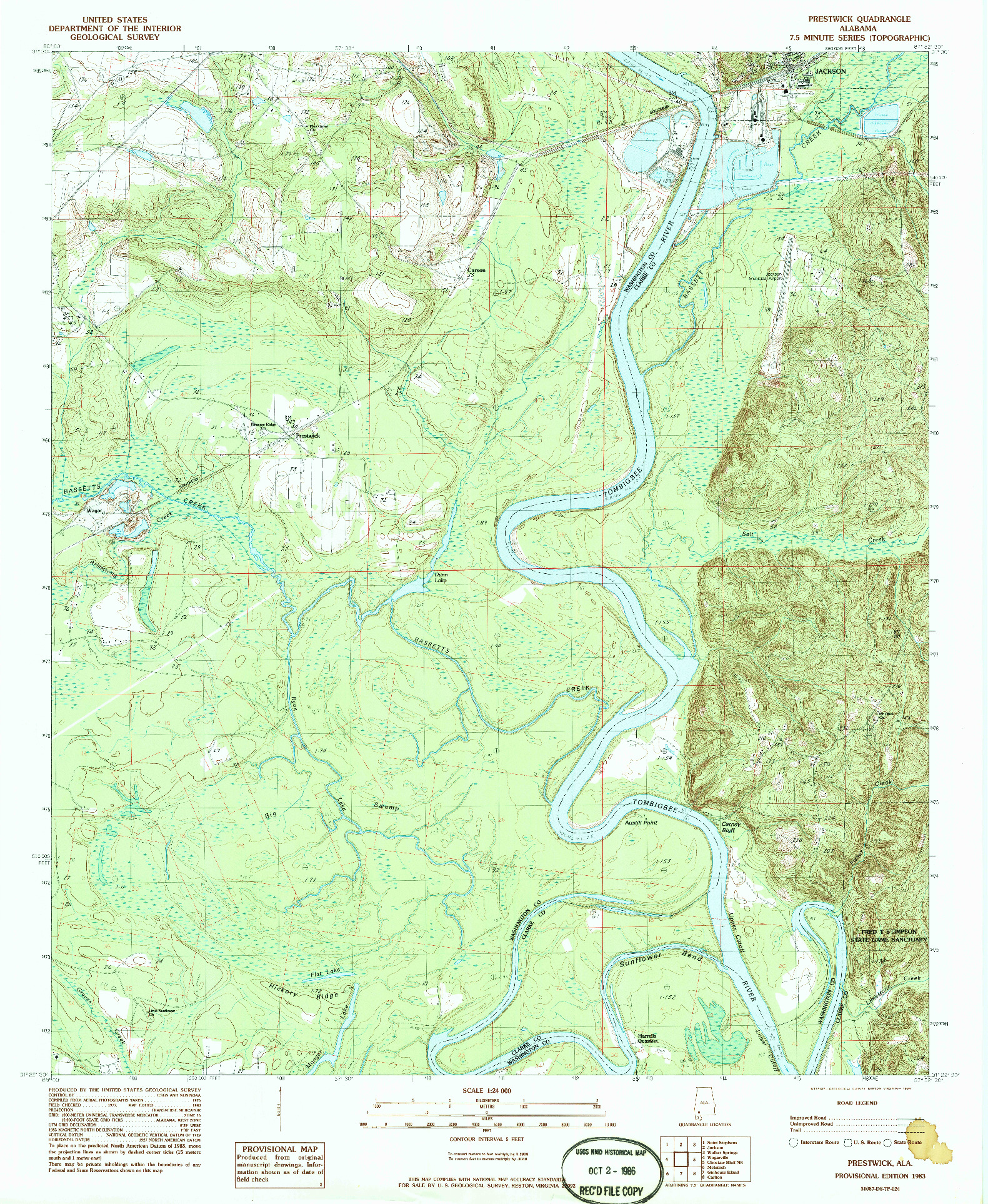 USGS 1:24000-SCALE QUADRANGLE FOR PRESTWICK, AL 1983