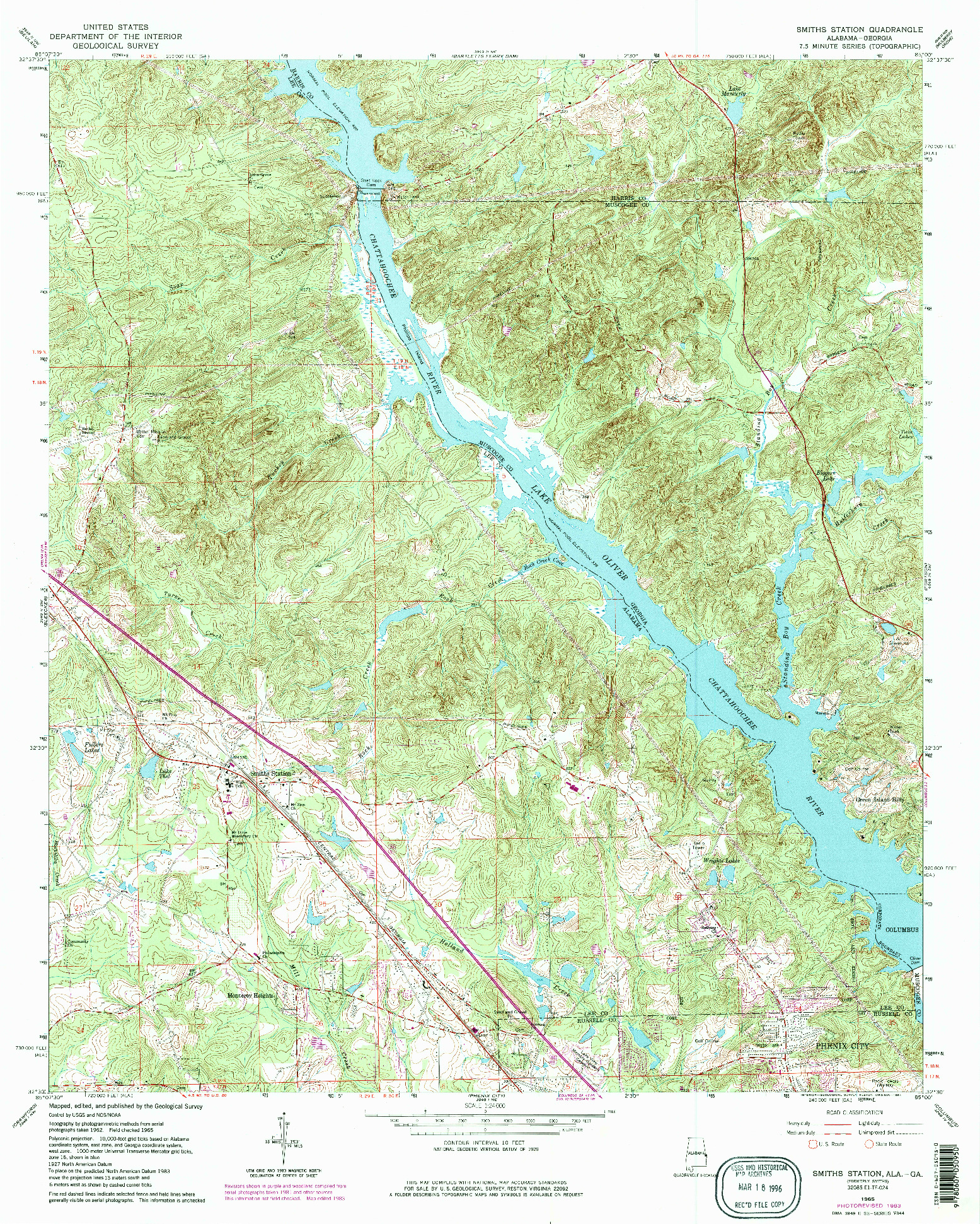 USGS 1:24000-SCALE QUADRANGLE FOR SMITHS STATION, AL 1965