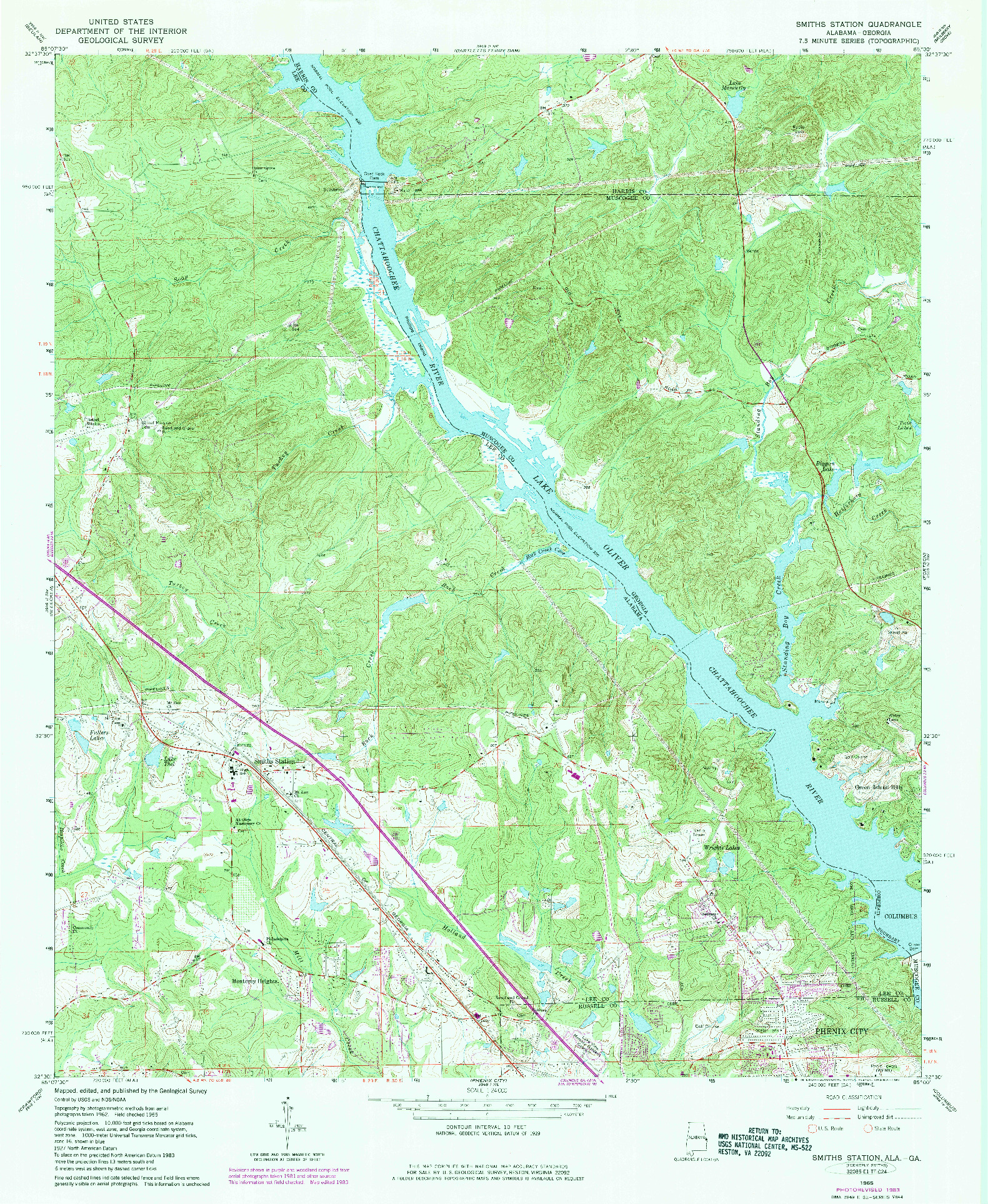 USGS 1:24000-SCALE QUADRANGLE FOR SMITHS STATION, AL 1965