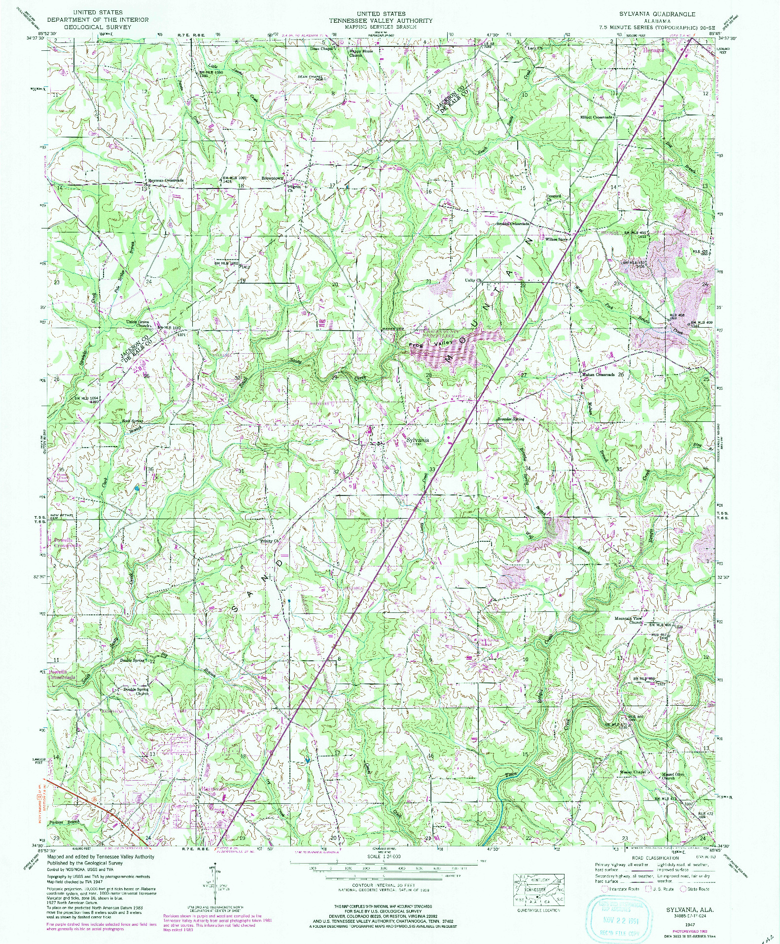 USGS 1:24000-SCALE QUADRANGLE FOR SYLVANIA, AL 1947