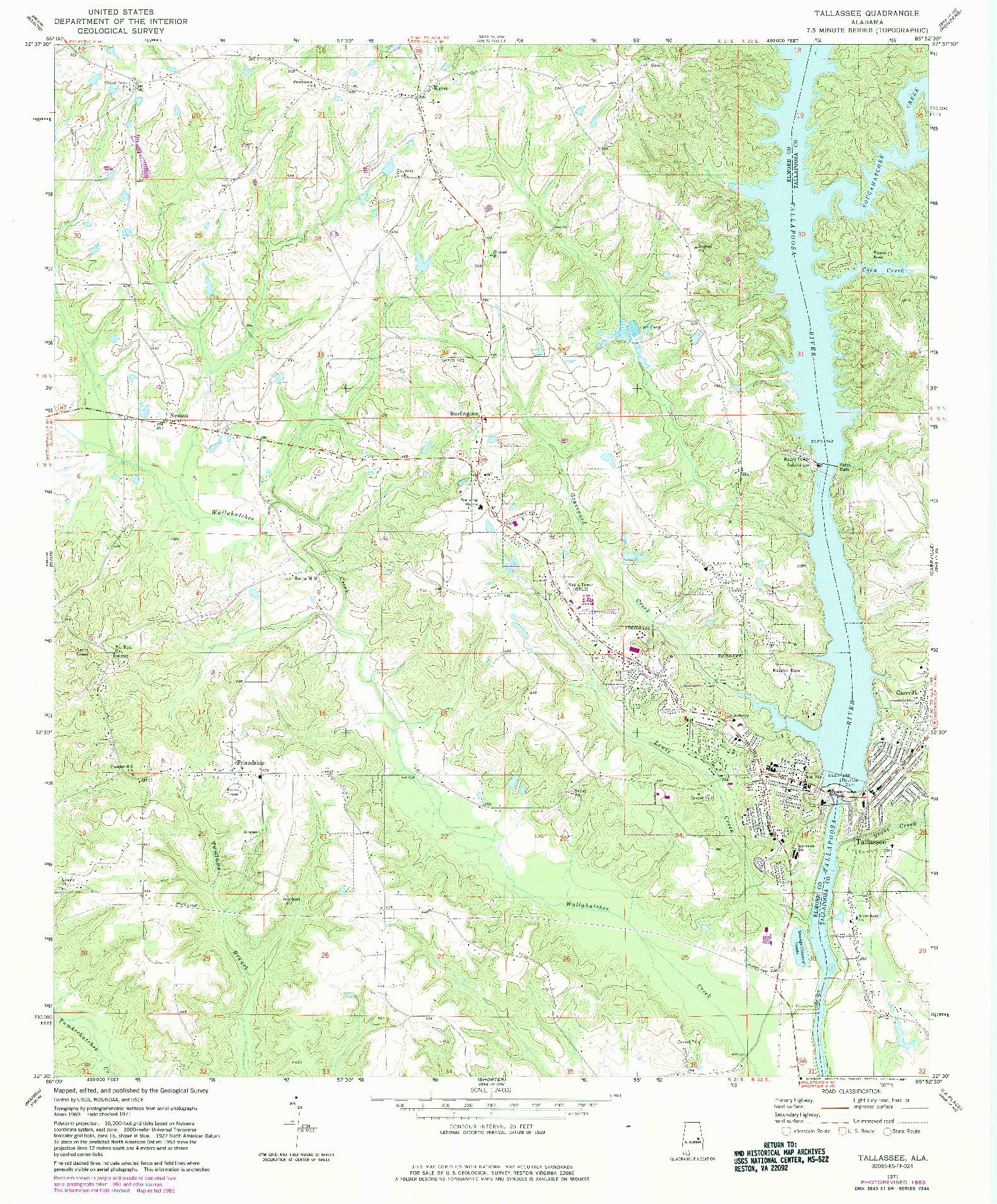 USGS 1:24000-SCALE QUADRANGLE FOR TALLASSEE, AL 1971