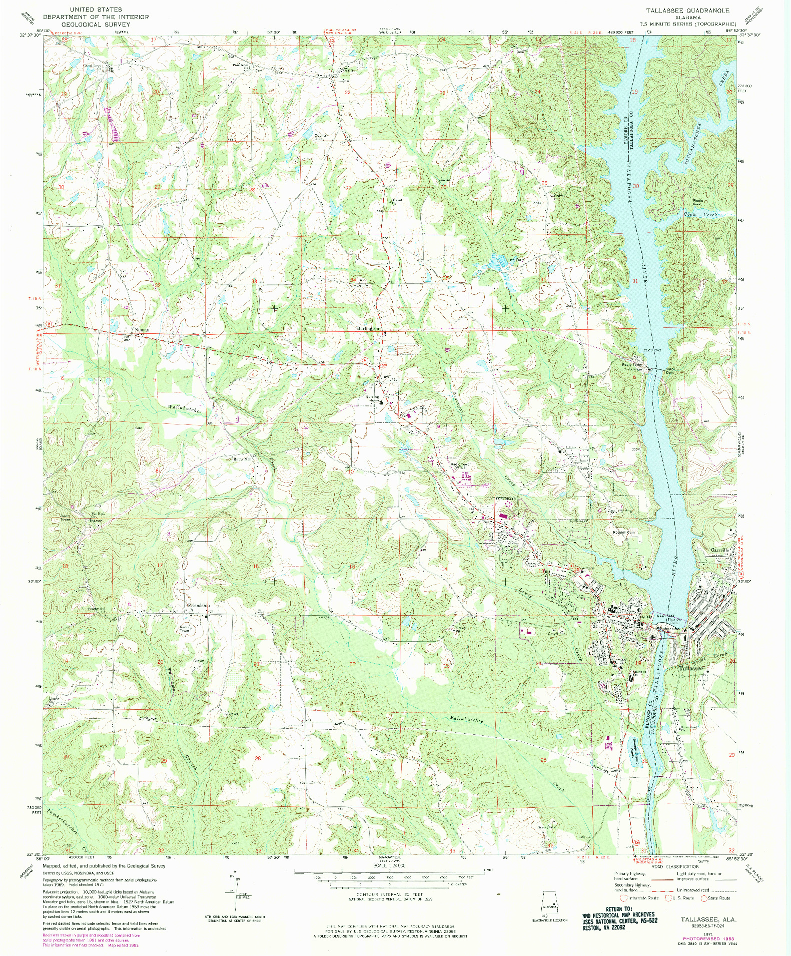 USGS 1:24000-SCALE QUADRANGLE FOR TALLASSEE, AL 1971