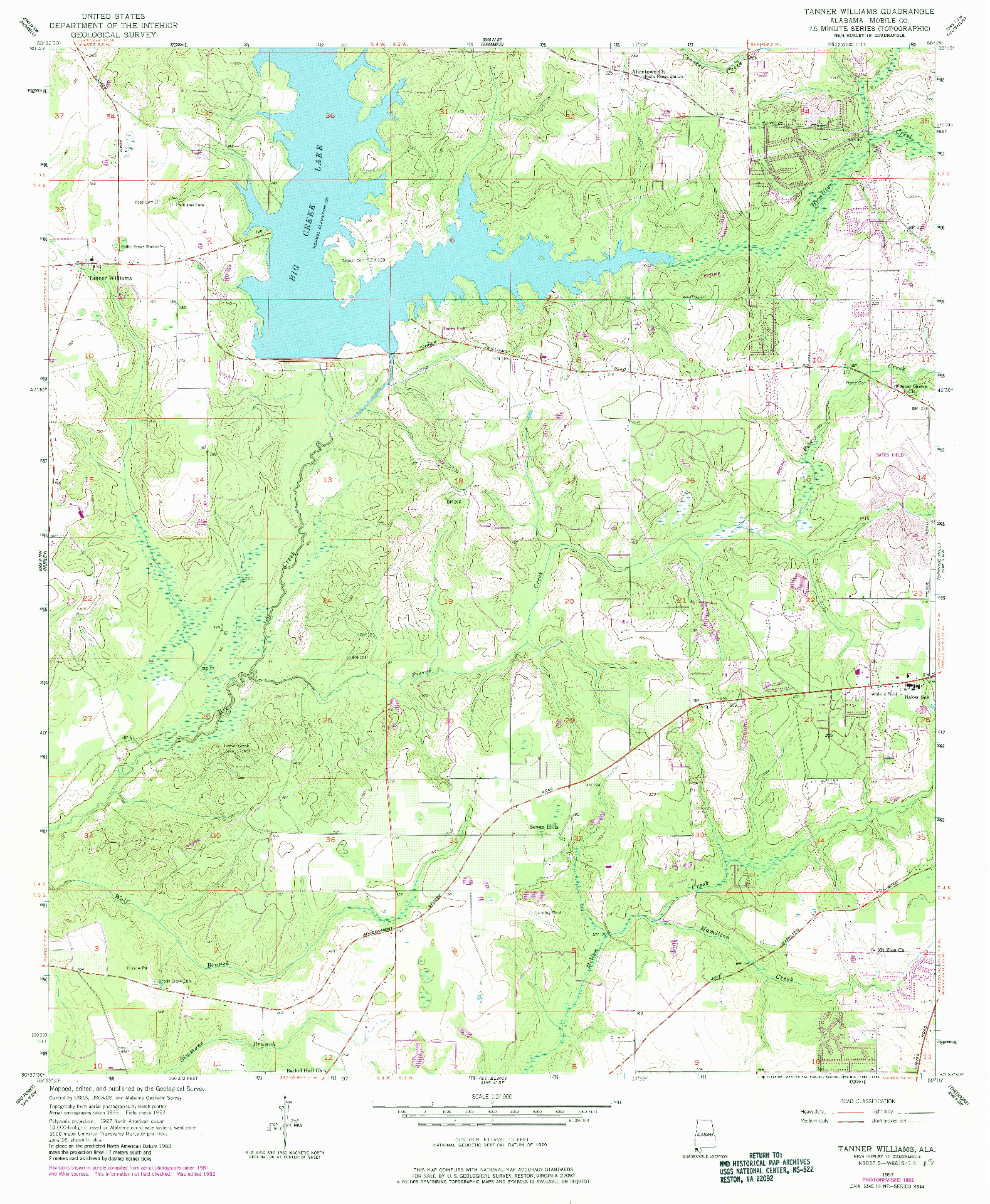 USGS 1:24000-SCALE QUADRANGLE FOR TANNER WILLIAMS, AL 1957