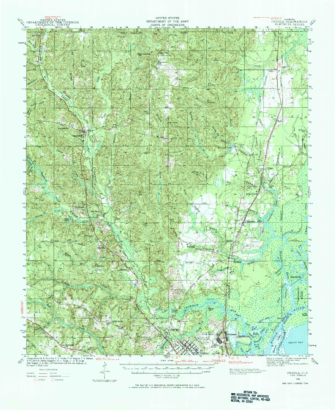 USGS 1:62500-SCALE QUADRANGLE FOR CREOLA, AL 1941