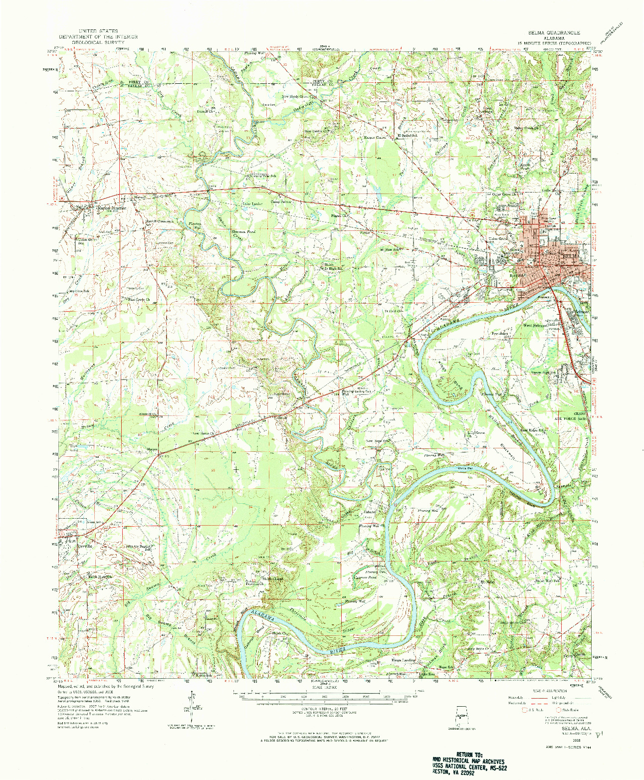 USGS 1:62500-SCALE QUADRANGLE FOR SELMA, AL 1958