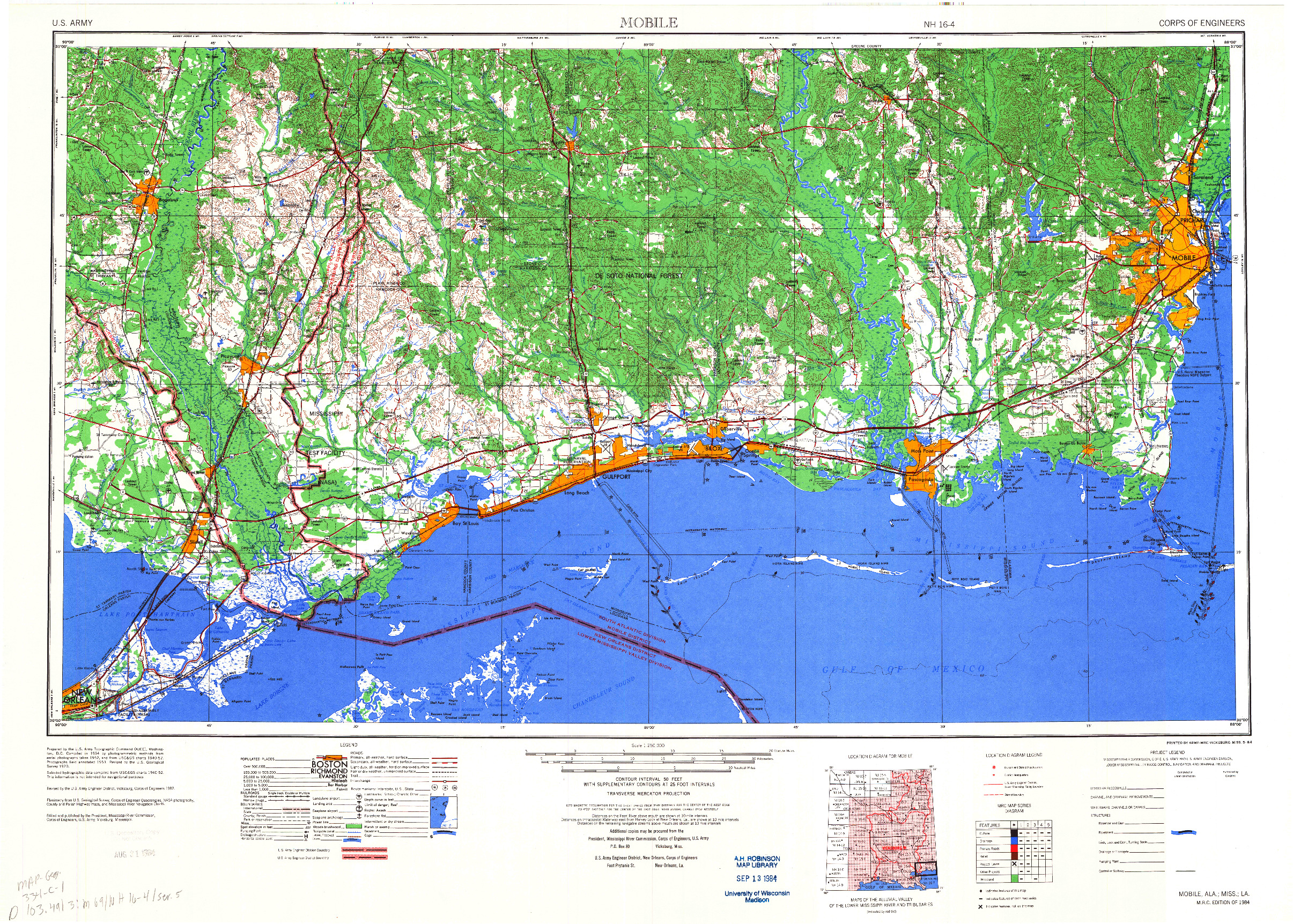 USGS 1:250000-SCALE QUADRANGLE FOR MOBILE, AL 1984