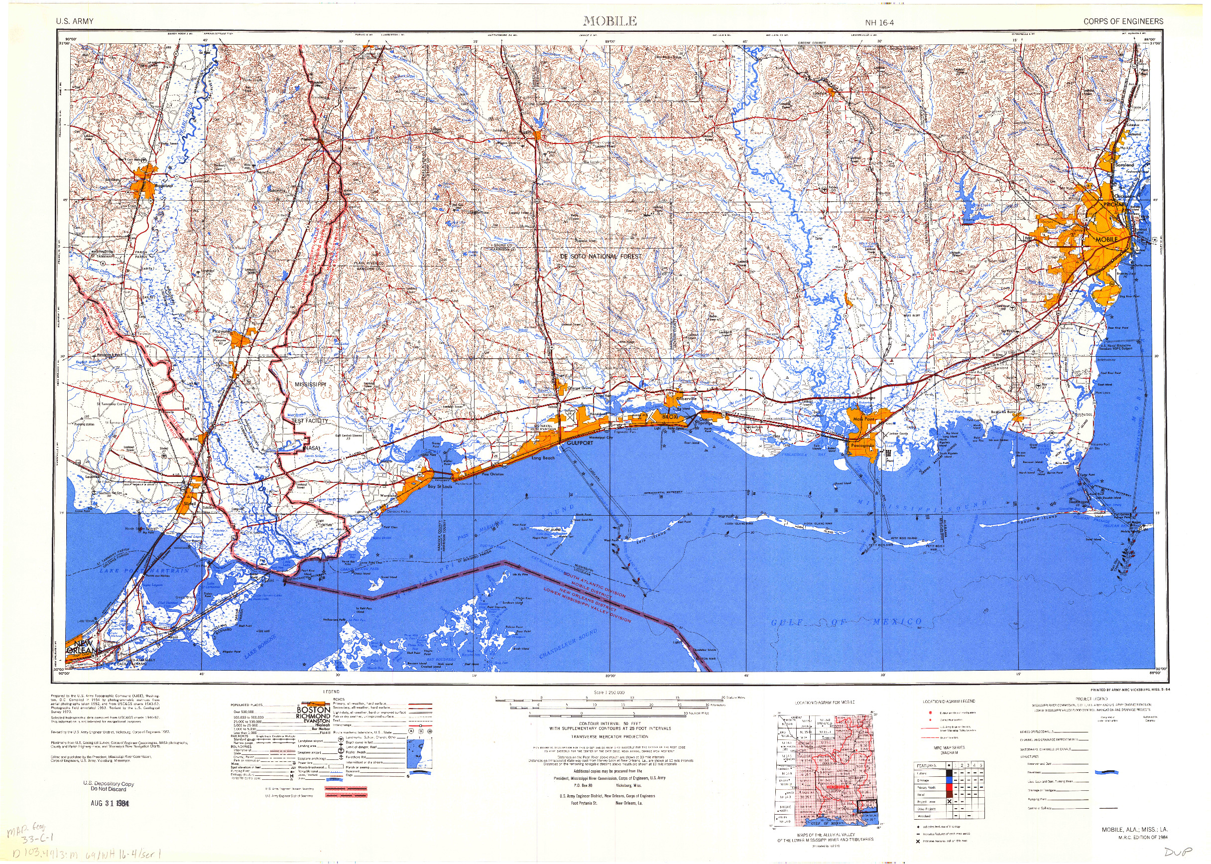 USGS 1:250000-SCALE QUADRANGLE FOR MOBILE, AL 1984