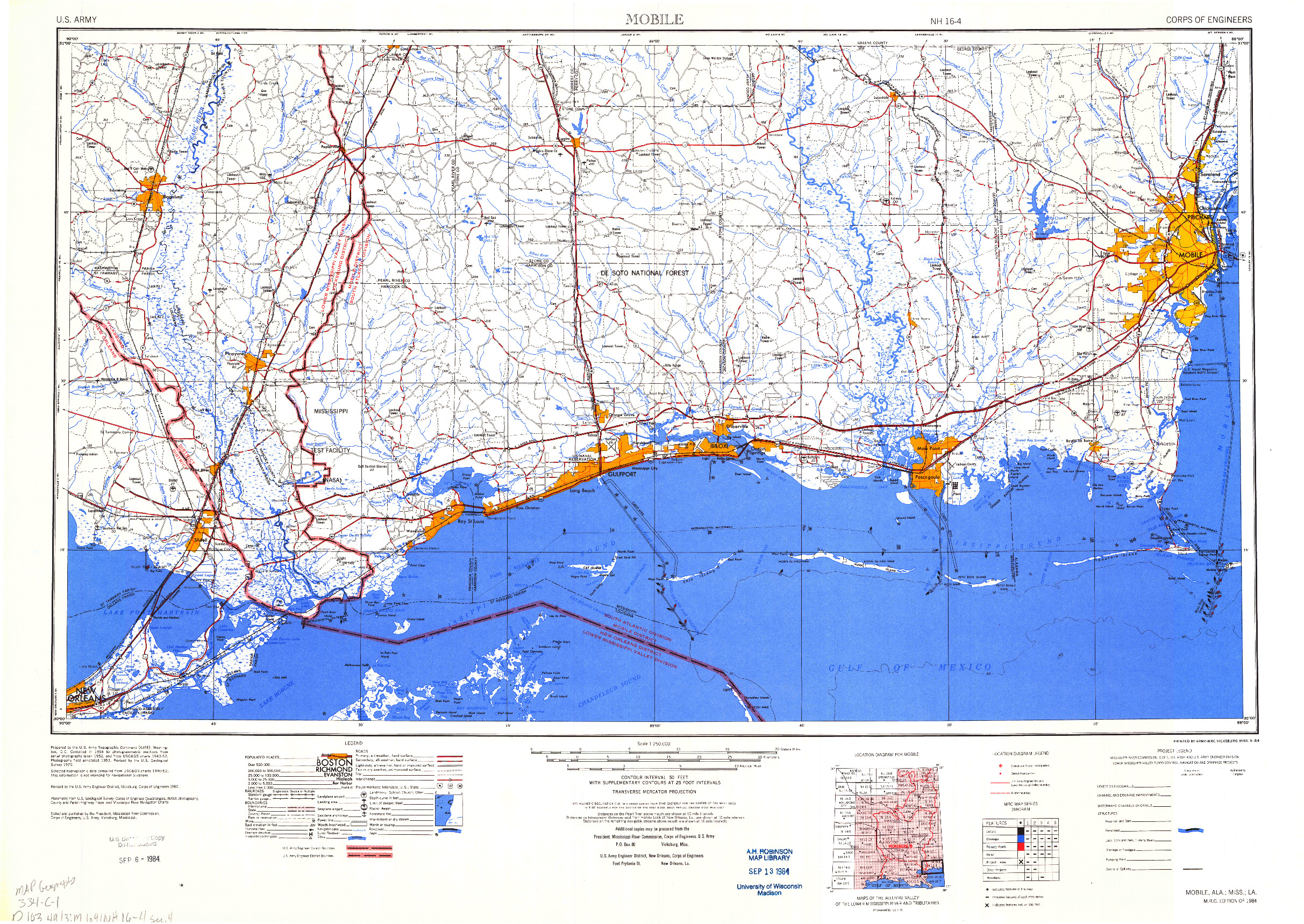 USGS 1:250000-SCALE QUADRANGLE FOR MOBILE, AL 1984