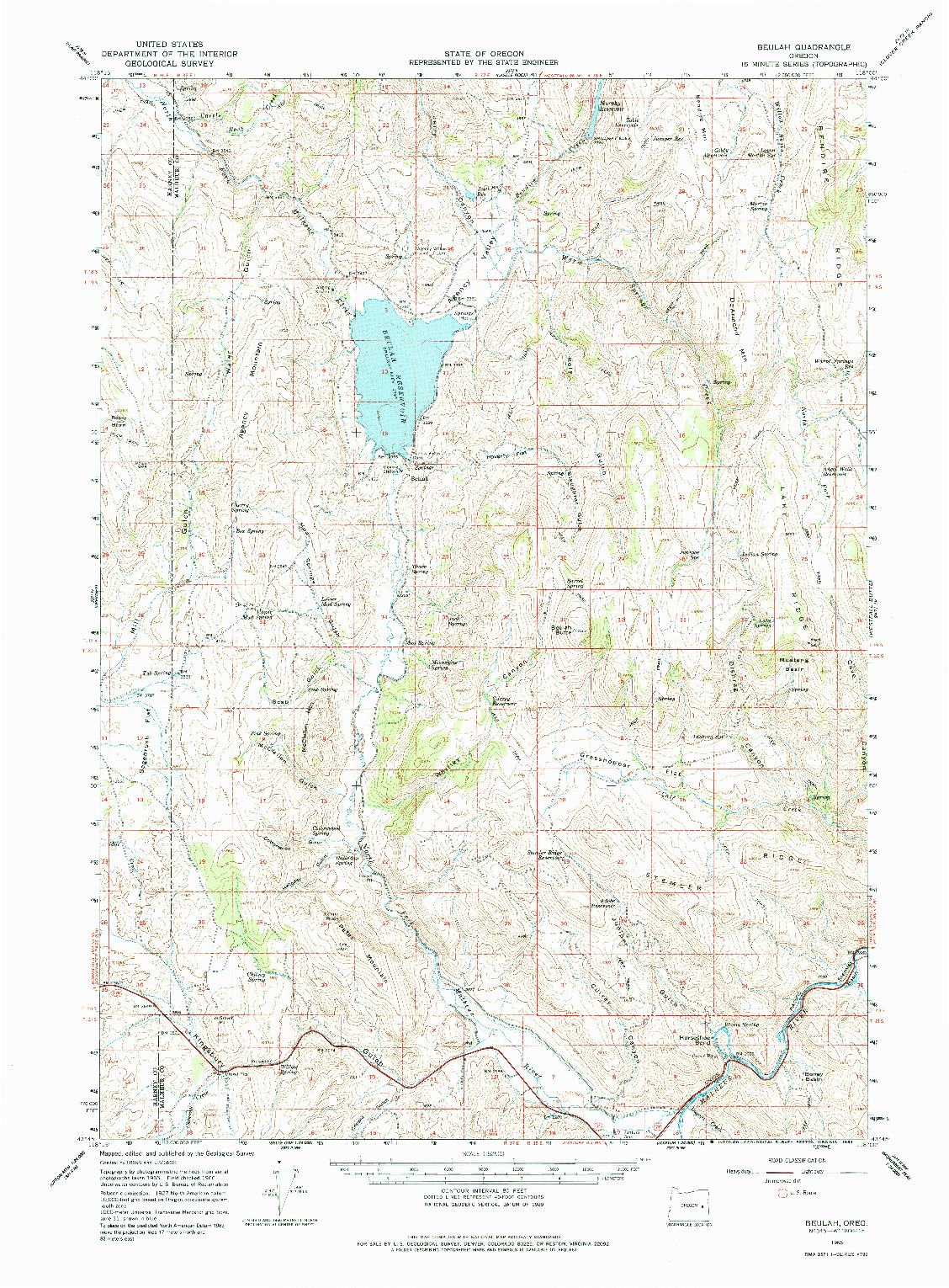 USGS 1:62500-SCALE QUADRANGLE FOR BEULAH, OR 1966