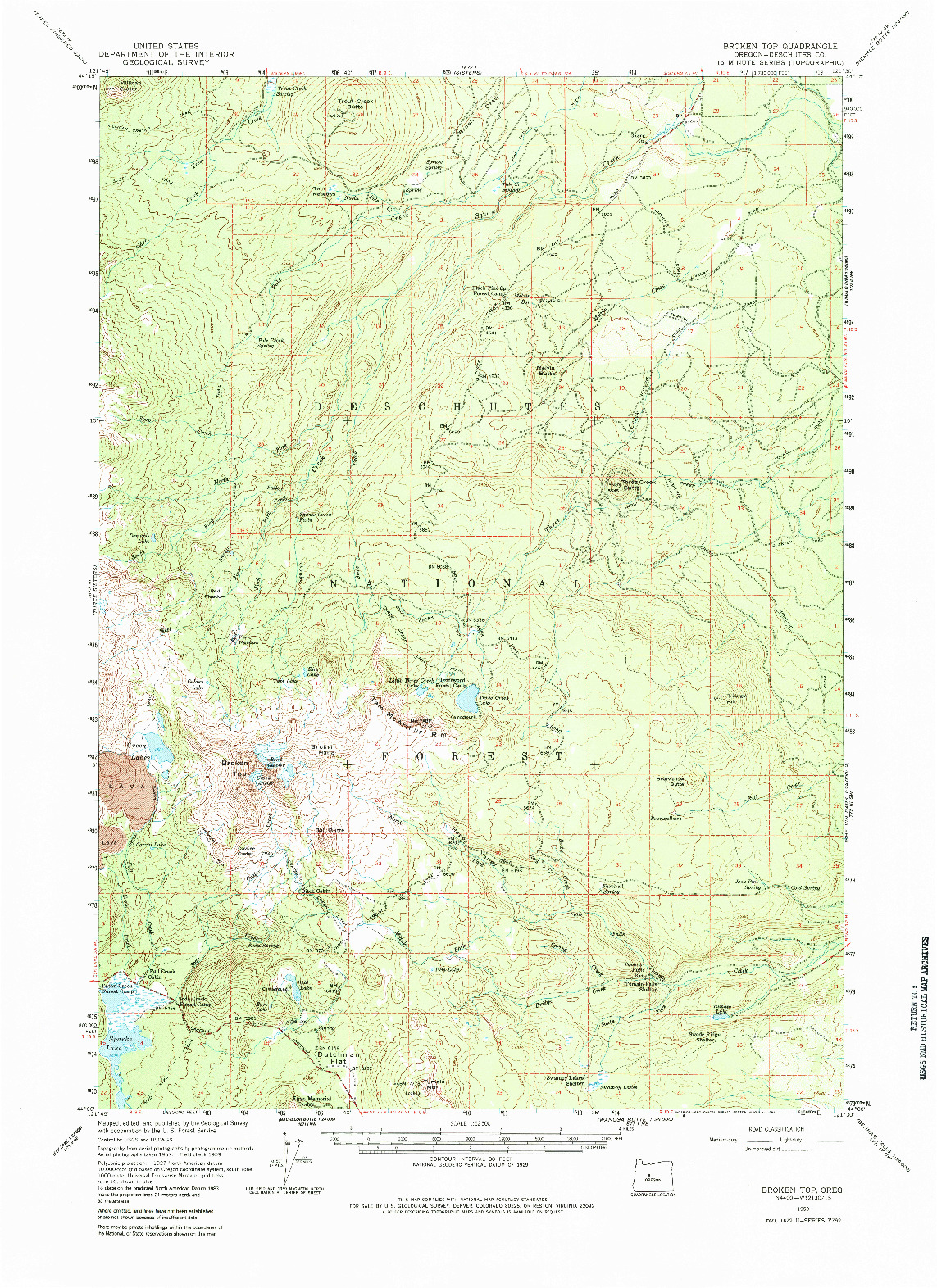 USGS 1:62500-SCALE QUADRANGLE FOR BROKEN TOP, OR 1959