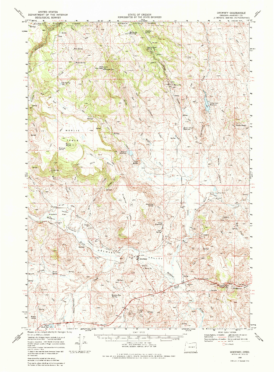 USGS 1:62500-SCALE QUADRANGLE FOR DREWSEY, OR 1968
