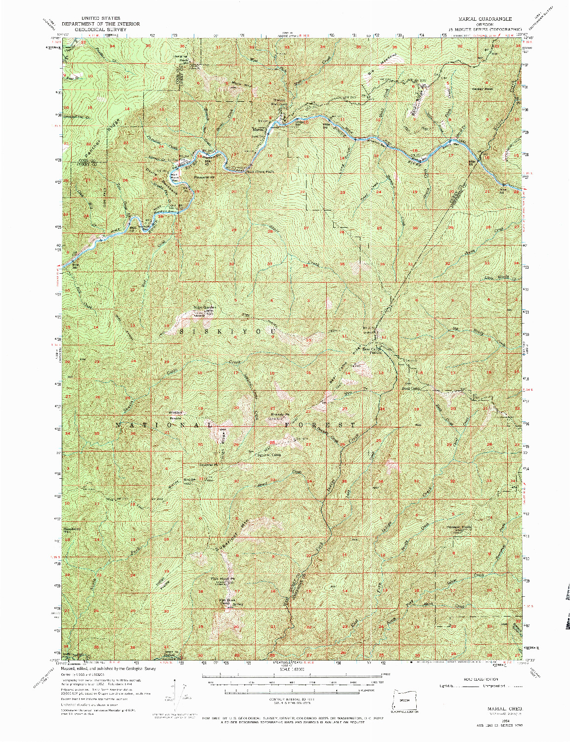 USGS 1:62500-SCALE QUADRANGLE FOR MARIAL, OR 1954