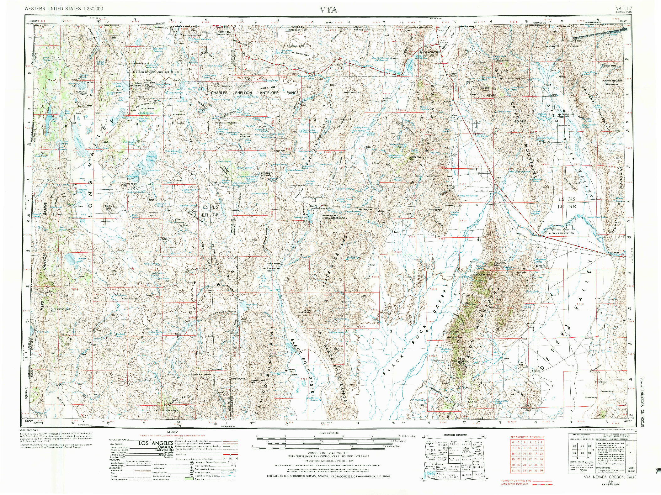 USGS 1:250000-SCALE QUADRANGLE FOR VYA, OR 1954