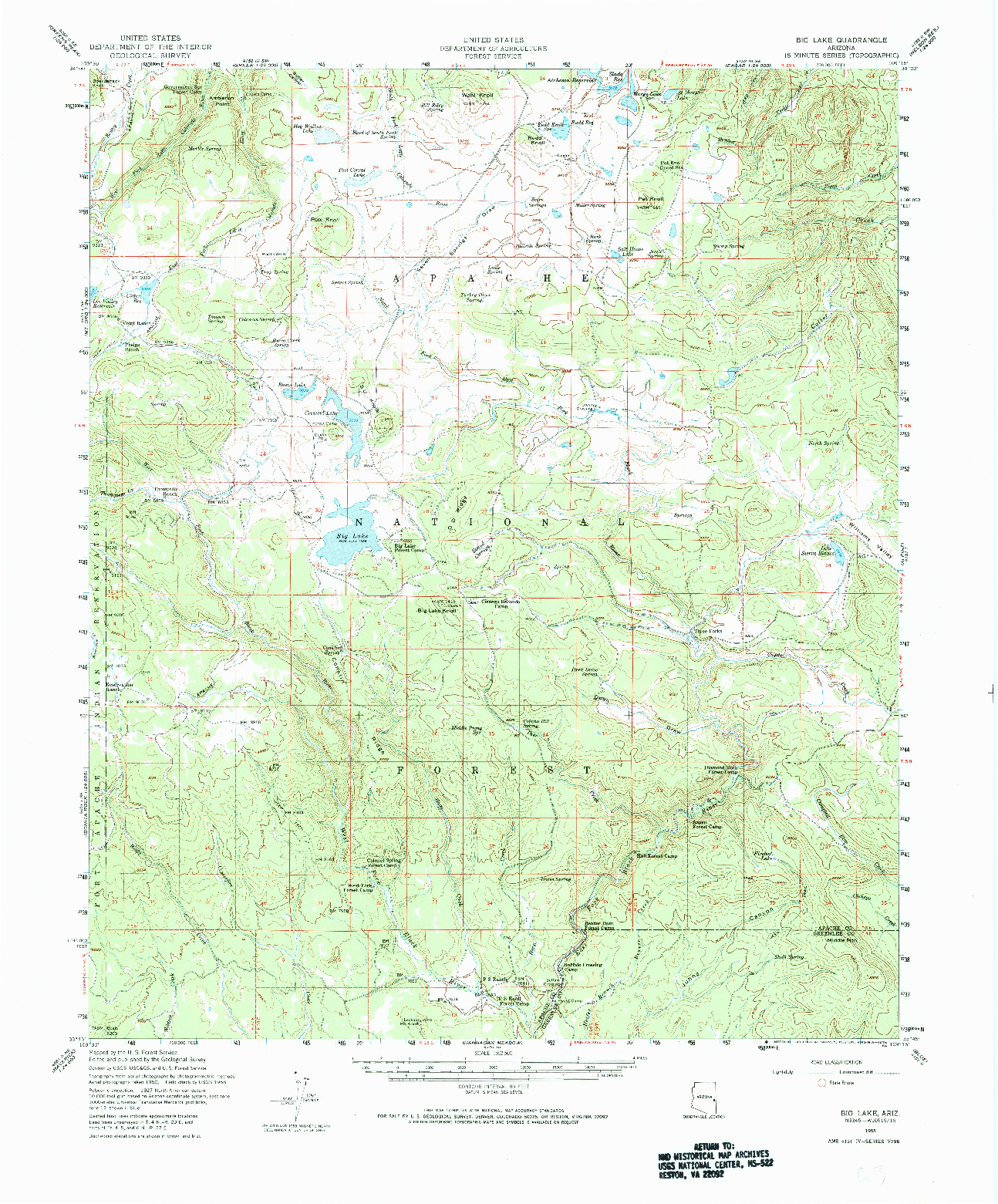 USGS 1:62500-SCALE QUADRANGLE FOR BIG LAKE, AZ 1958