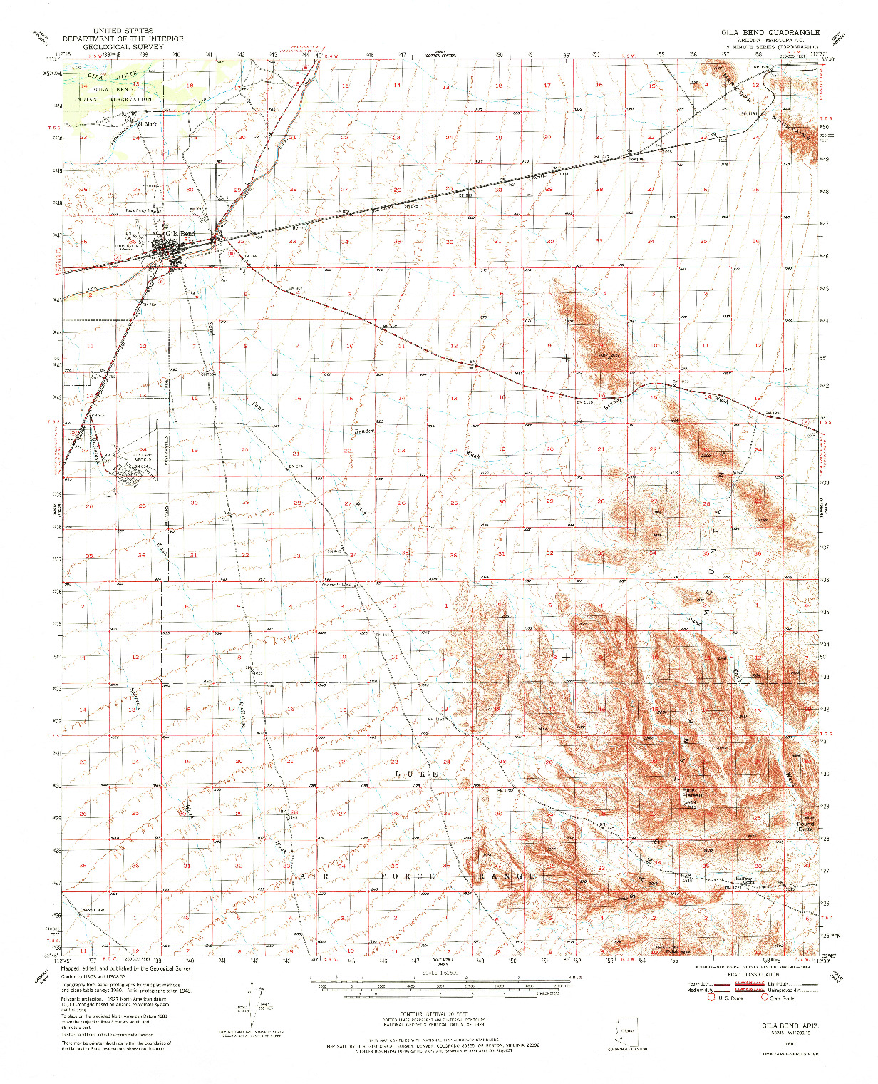 USGS 1:62500-SCALE QUADRANGLE FOR GILA BEND, AZ 1951