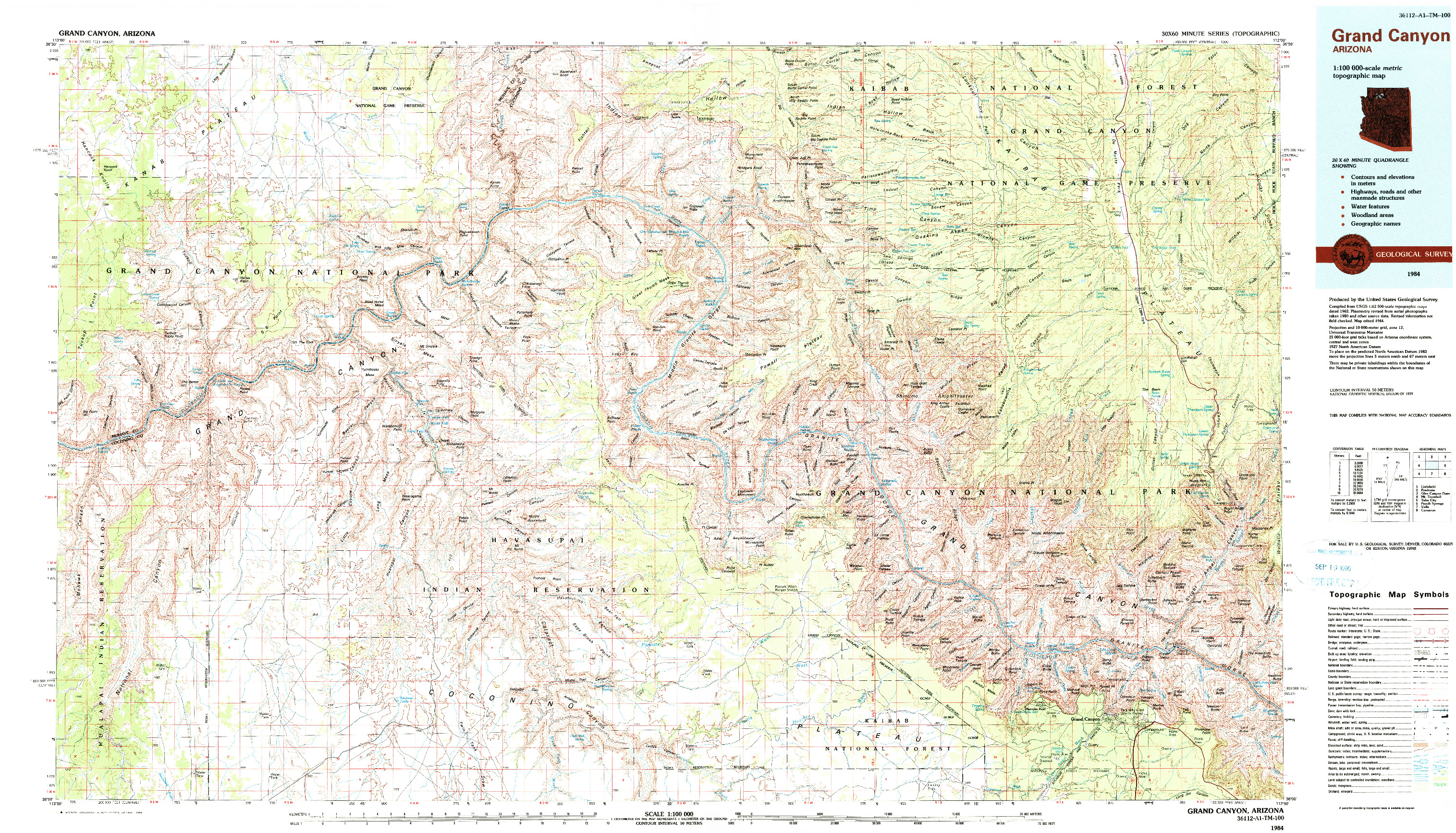 USGS 1:100000-SCALE QUADRANGLE FOR GRAND CANYON, AZ 1984
