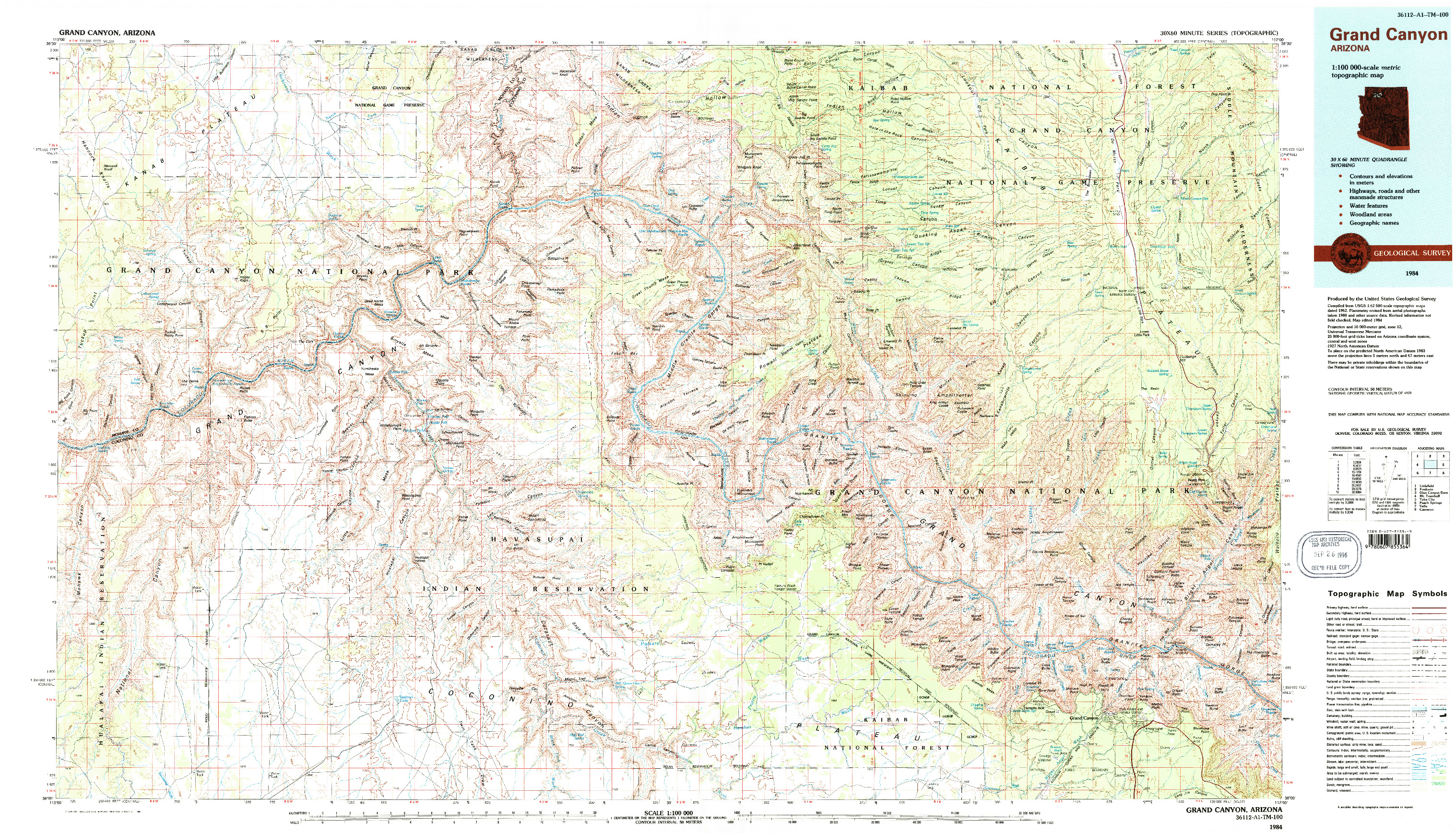 USGS 1:100000-SCALE QUADRANGLE FOR GRAND CANYON, AZ 1984