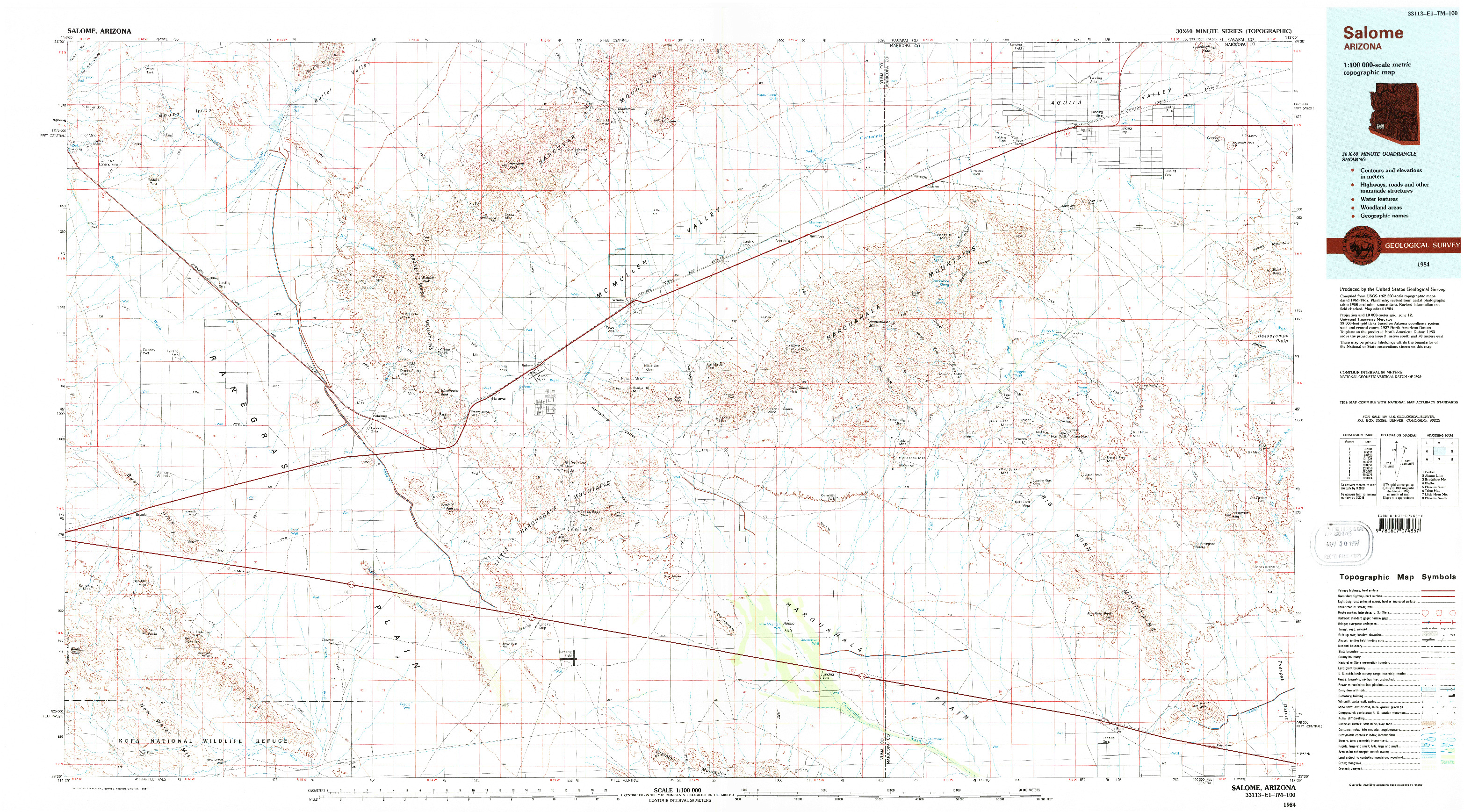 USGS 1:100000-SCALE QUADRANGLE FOR SALOME, AZ 1984
