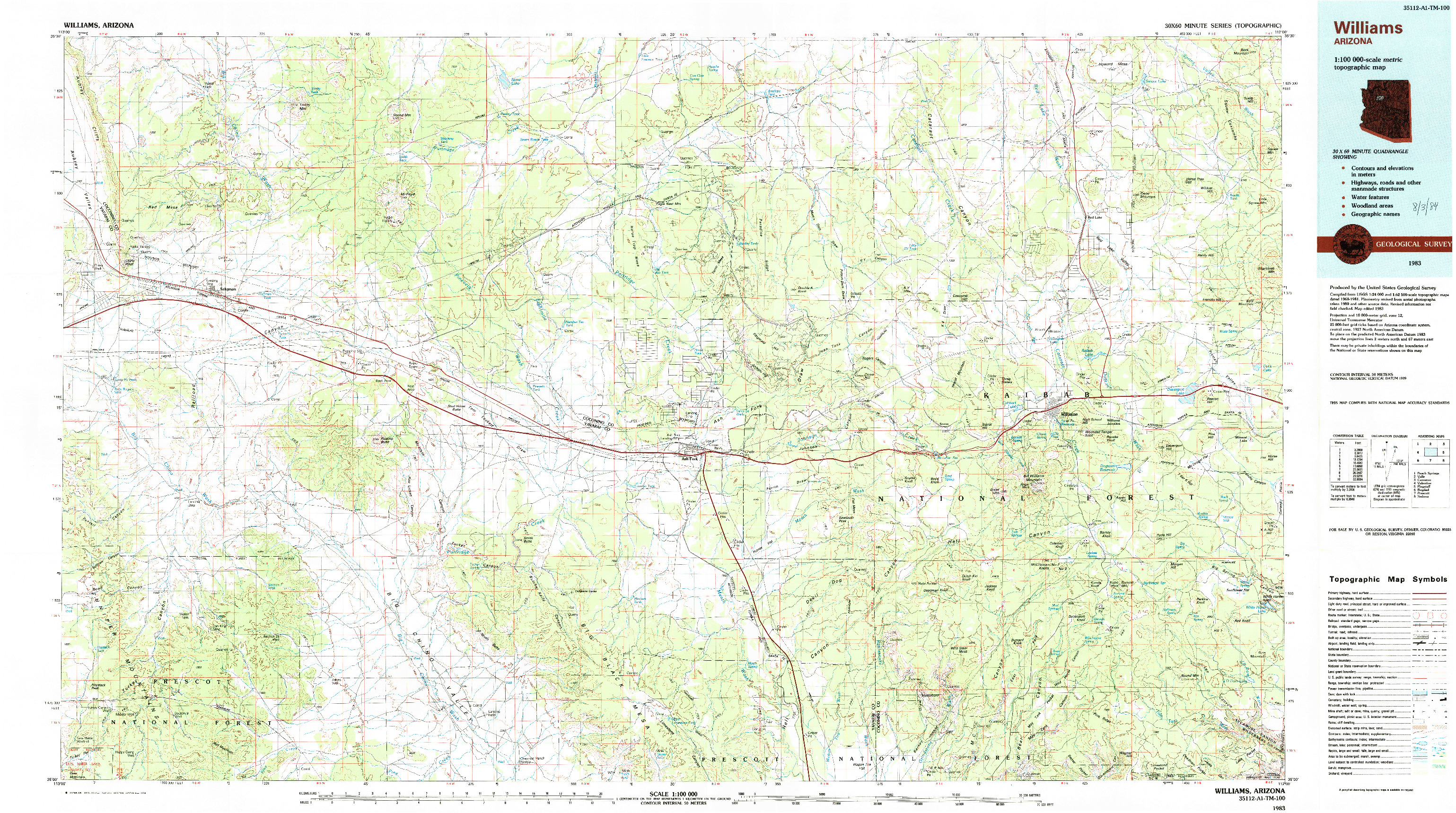 USGS 1:100000-SCALE QUADRANGLE FOR WILLIAMS, AZ 1983
