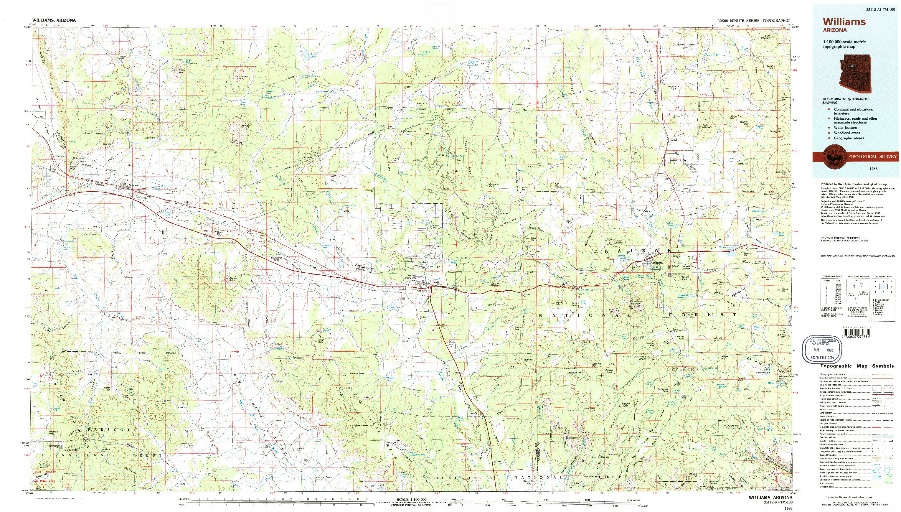 USGS 1:100000-SCALE QUADRANGLE FOR WILLIAMS, AZ 1983