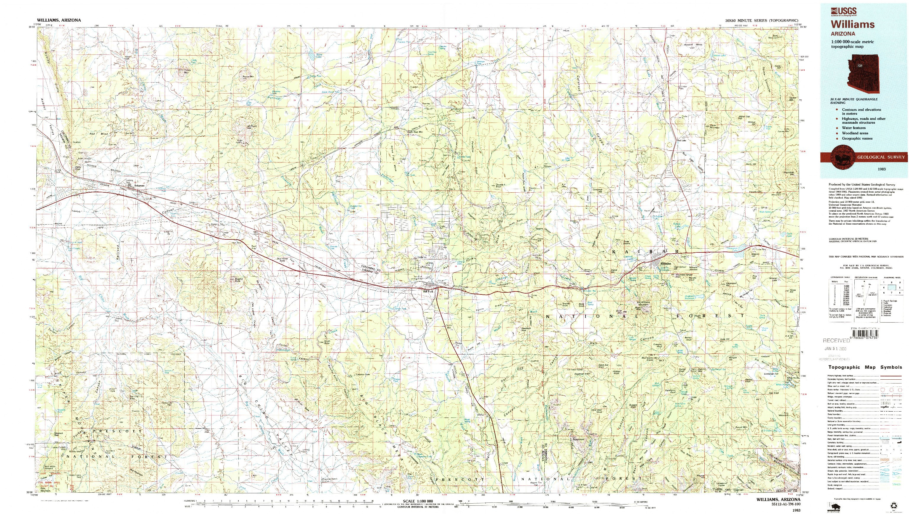 USGS 1:100000-SCALE QUADRANGLE FOR WILLIAMS, AZ 1983