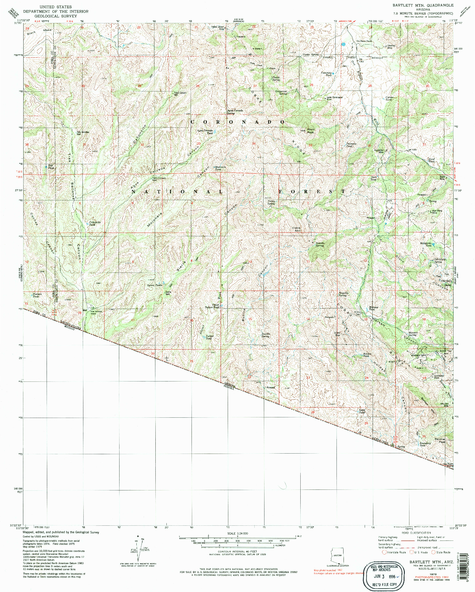 USGS 1:24000-SCALE QUADRANGLE FOR BARTLETT MTN, AZ 1979