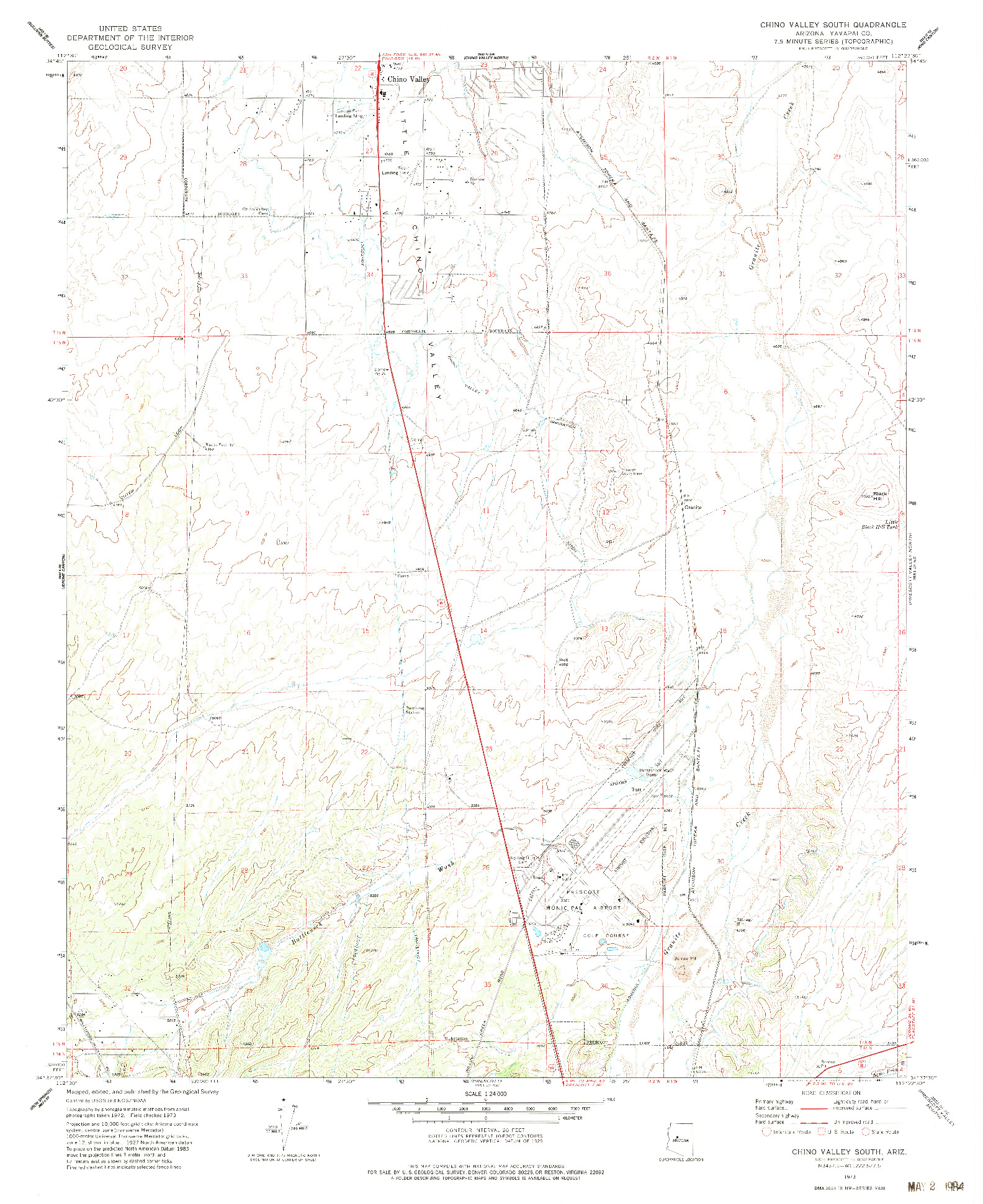 USGS 1:24000-SCALE QUADRANGLE FOR CHINO VALLEY SOUTH, AZ 1973