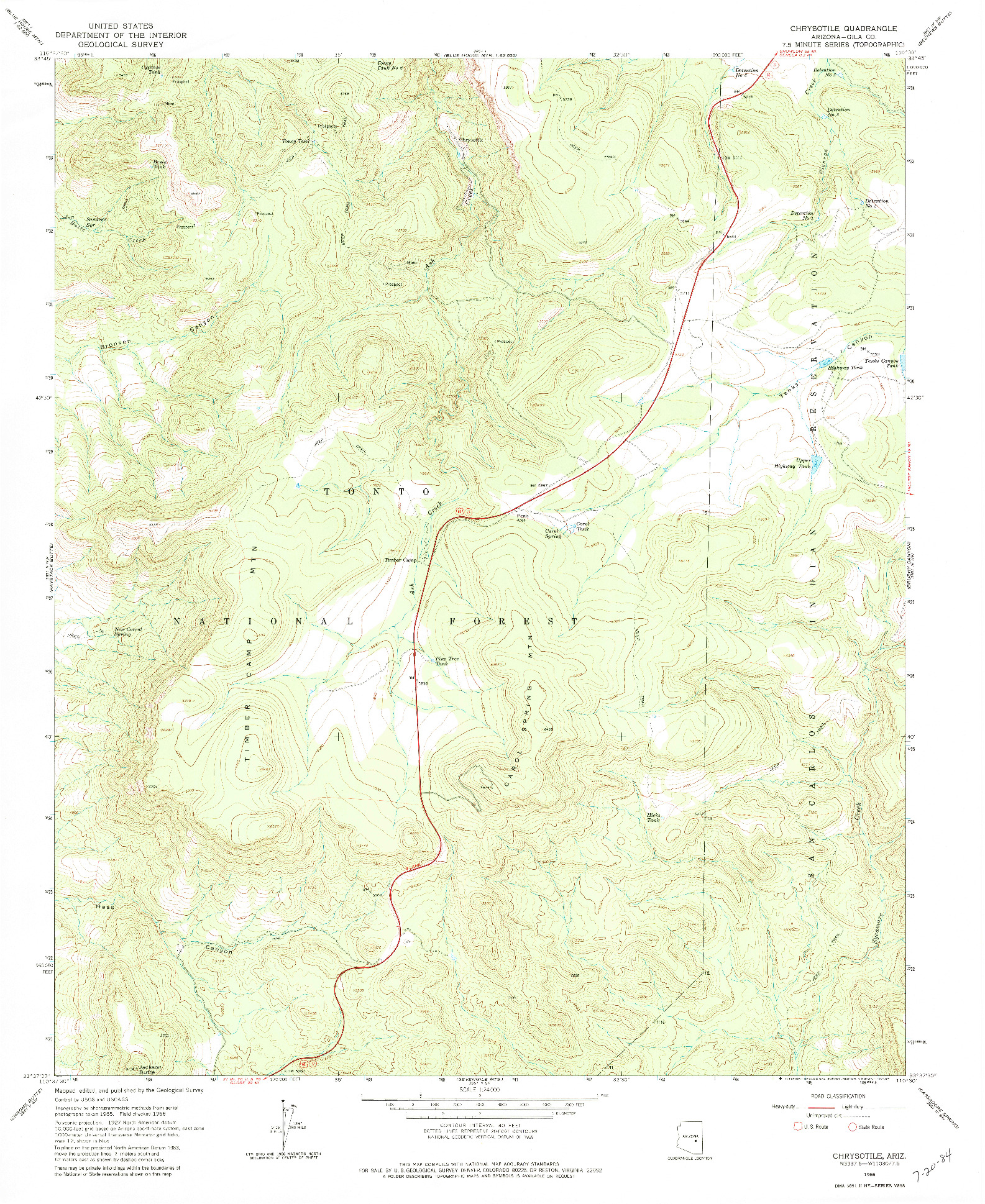 USGS 1:24000-SCALE QUADRANGLE FOR CHRYSOTILE, AZ 1966