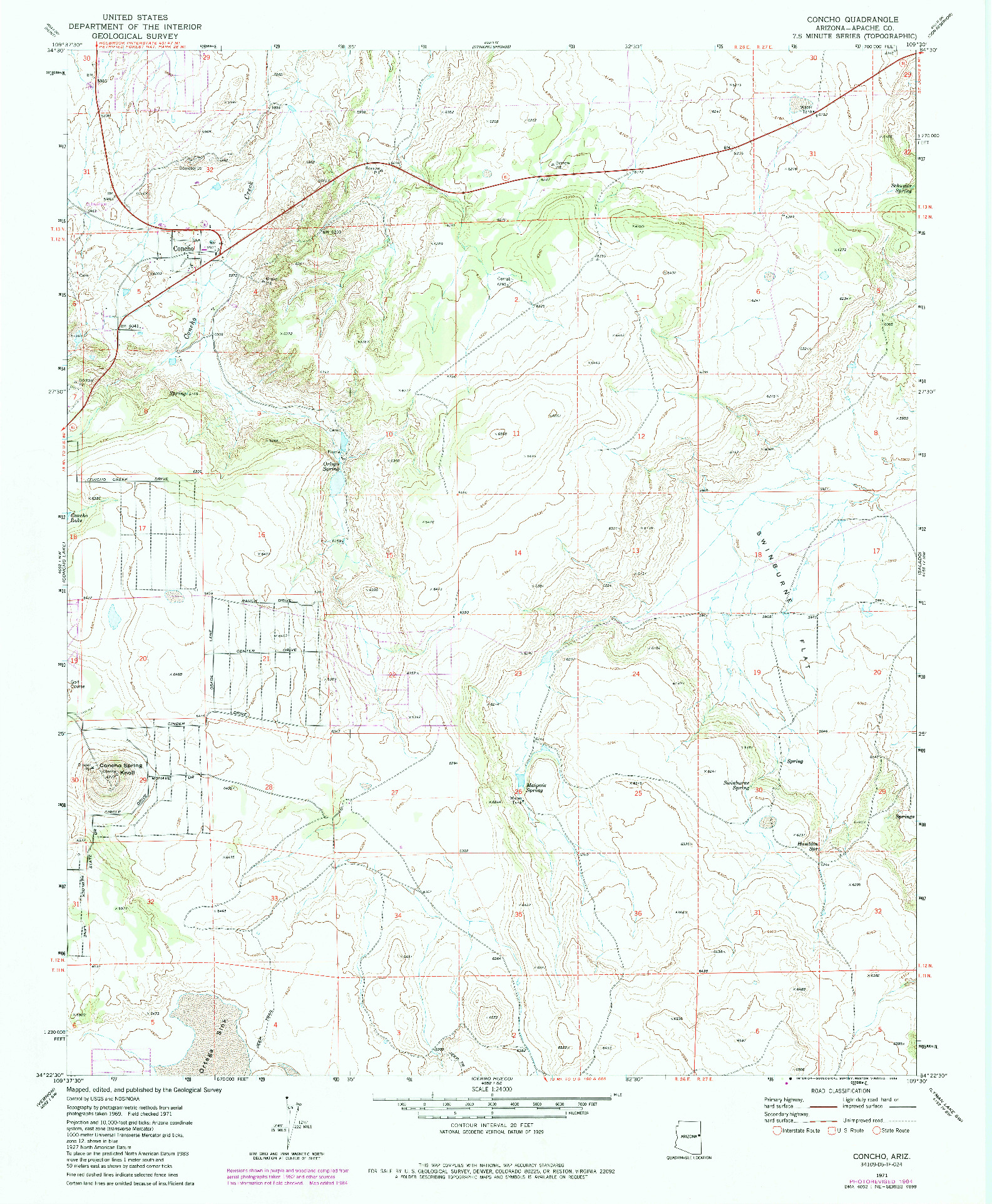 USGS 1:24000-SCALE QUADRANGLE FOR CONCHO, AZ 1971