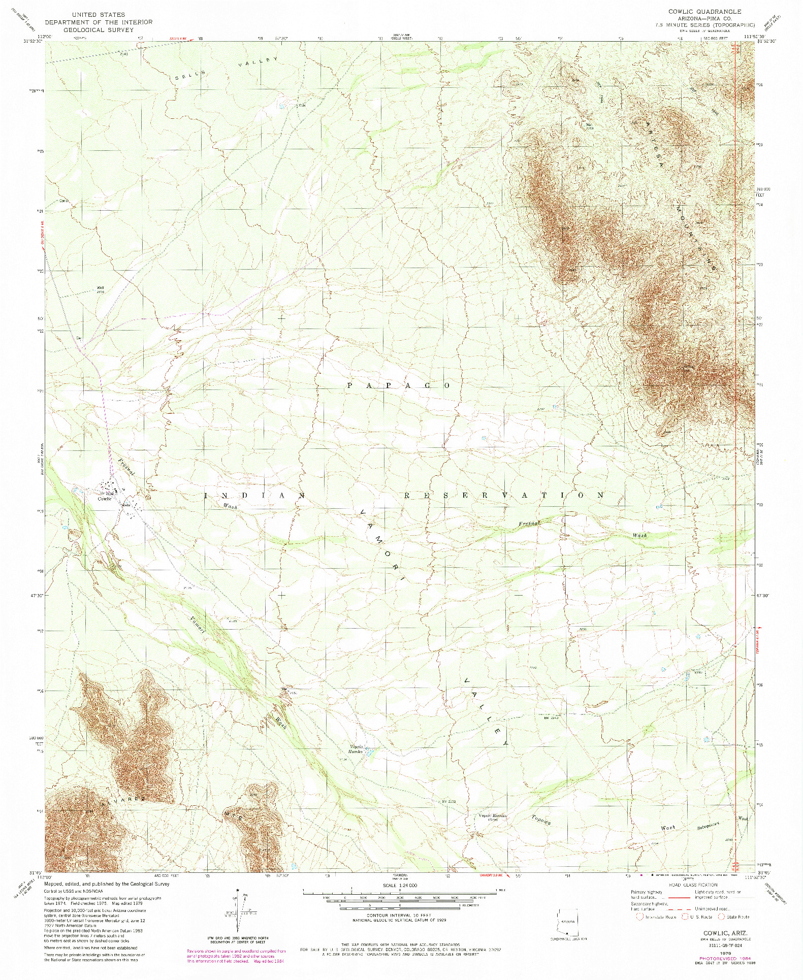 USGS 1:24000-SCALE QUADRANGLE FOR COWLIC, AZ 1979