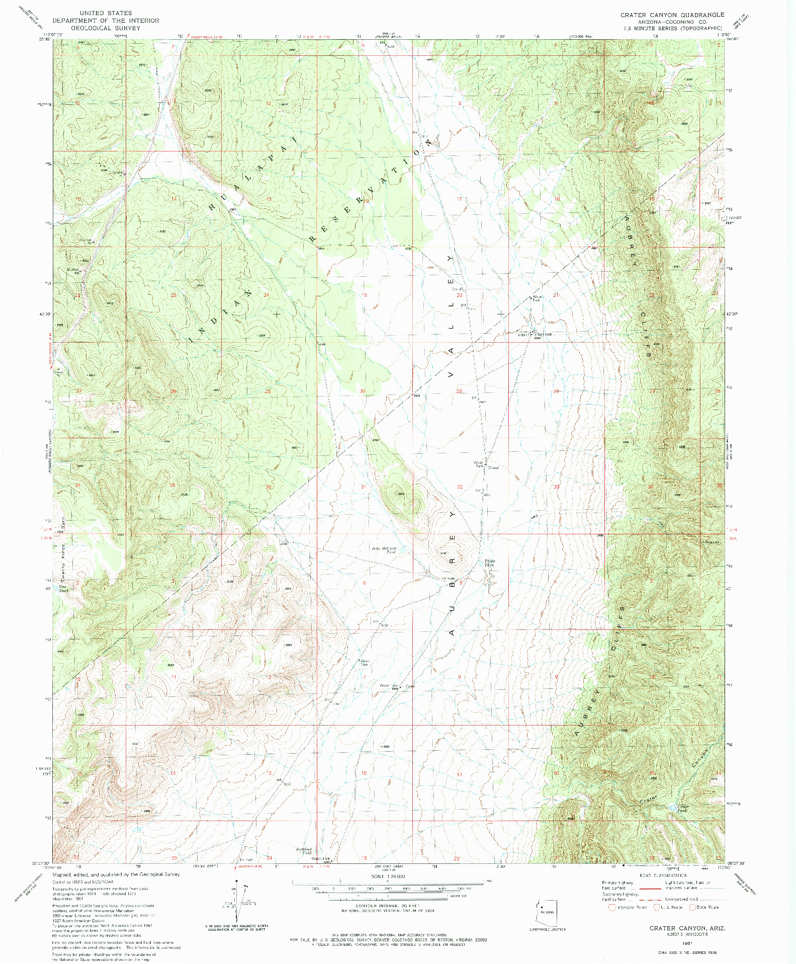 USGS 1:24000-SCALE QUADRANGLE FOR CRATER CANYON, AZ 1981