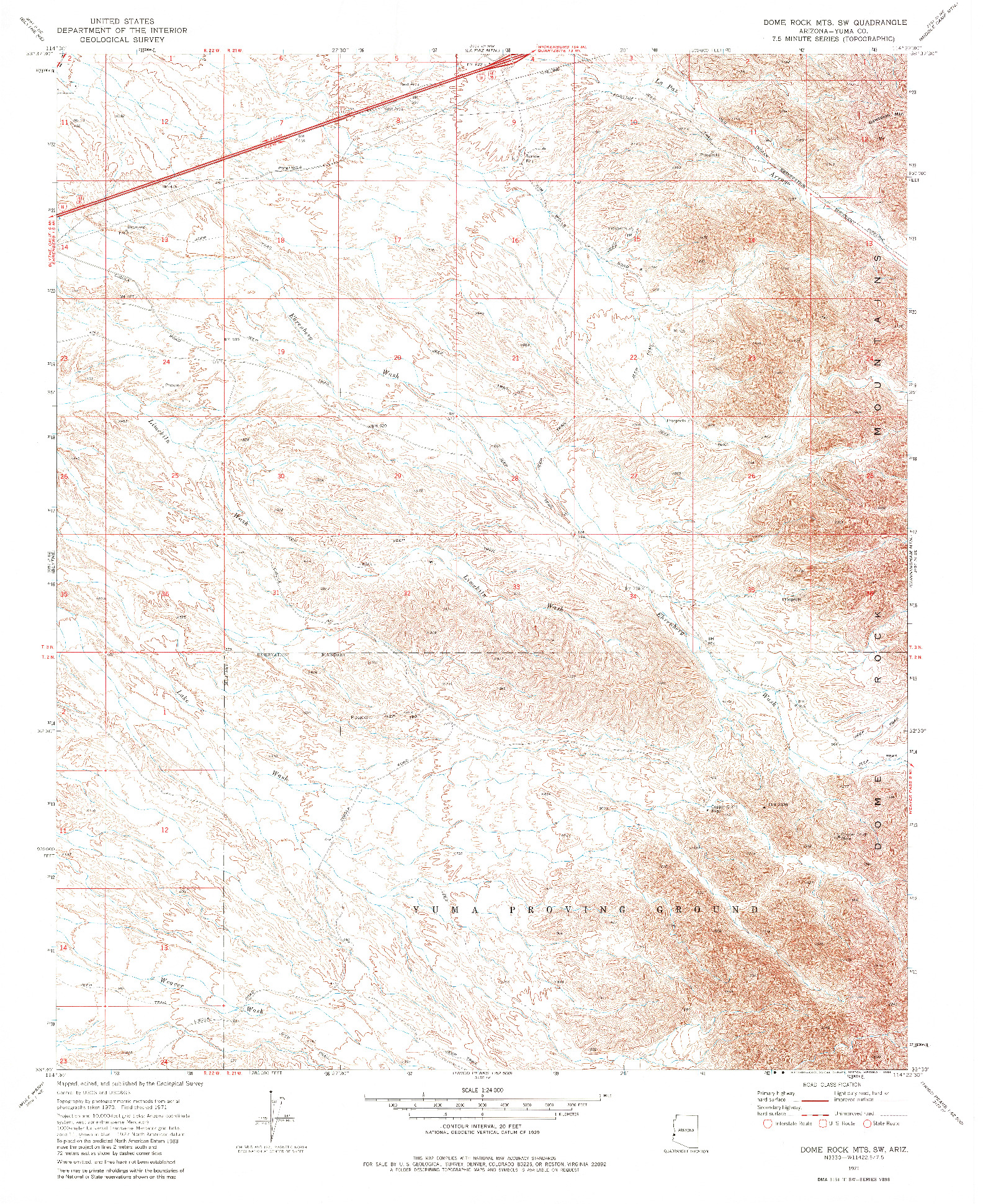 USGS 1:24000-SCALE QUADRANGLE FOR DOME ROCK MTS SW, AZ 1971