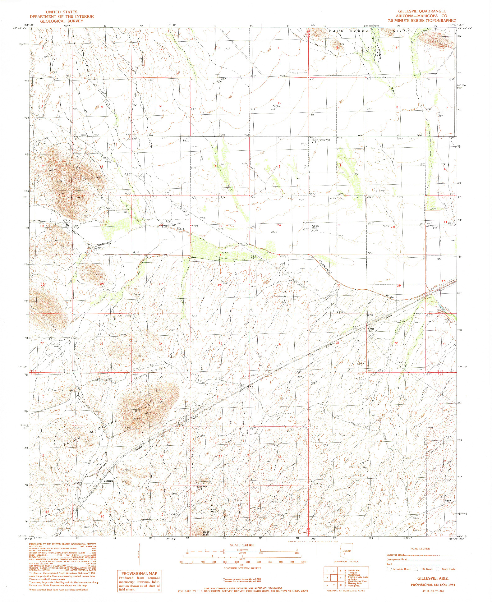 USGS 1:24000-SCALE QUADRANGLE FOR GILLESPIE, AZ 1984