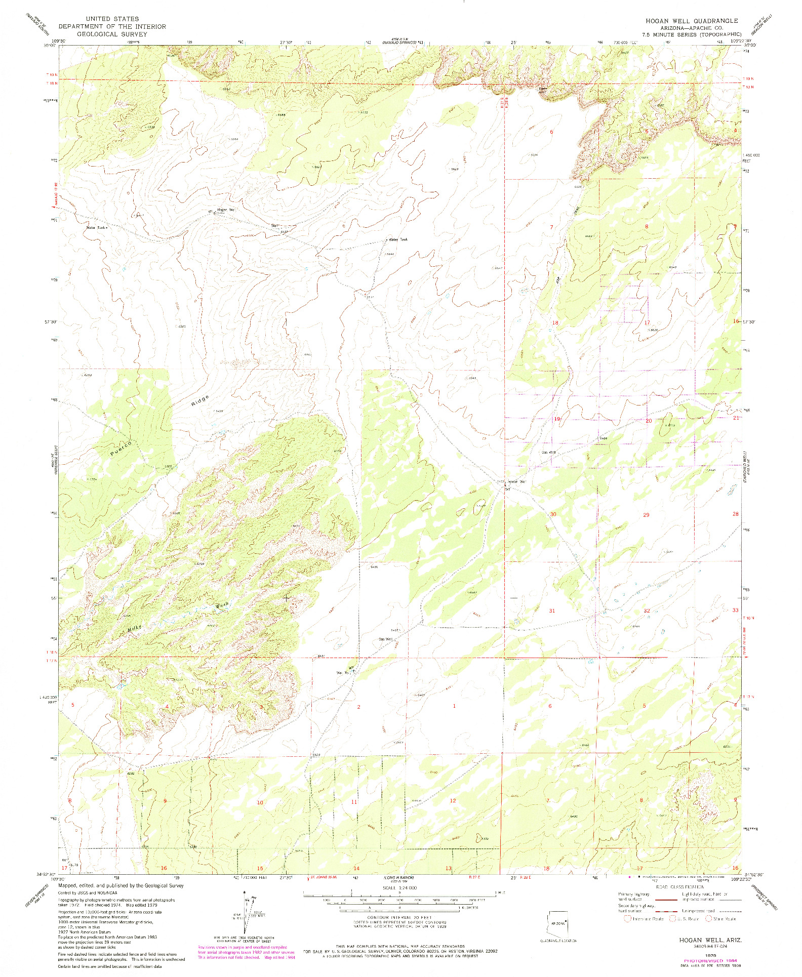 USGS 1:24000-SCALE QUADRANGLE FOR HOGAN WELL, AZ 1979