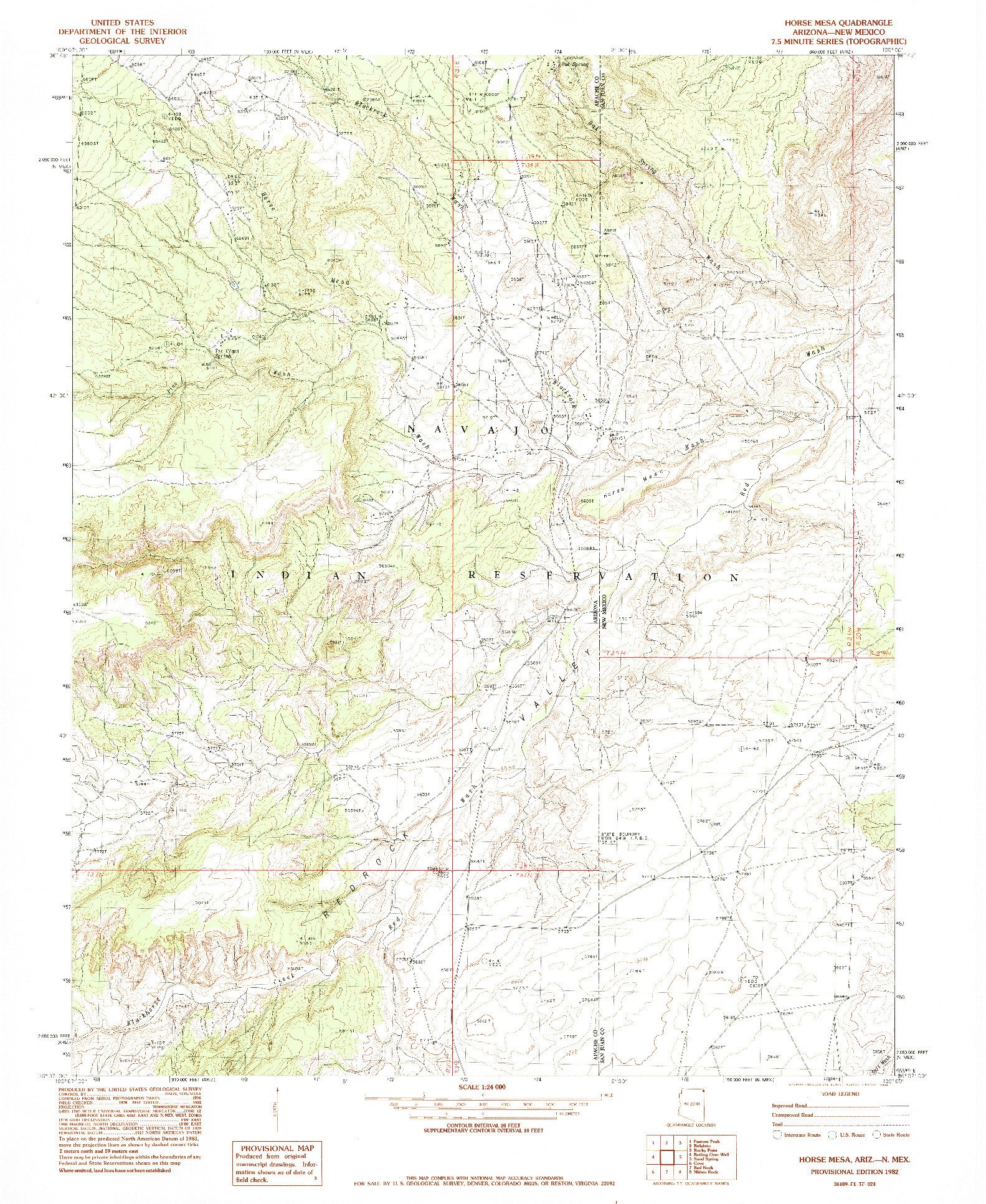 USGS 1:24000-SCALE QUADRANGLE FOR HORSE MESA, AZ 1982