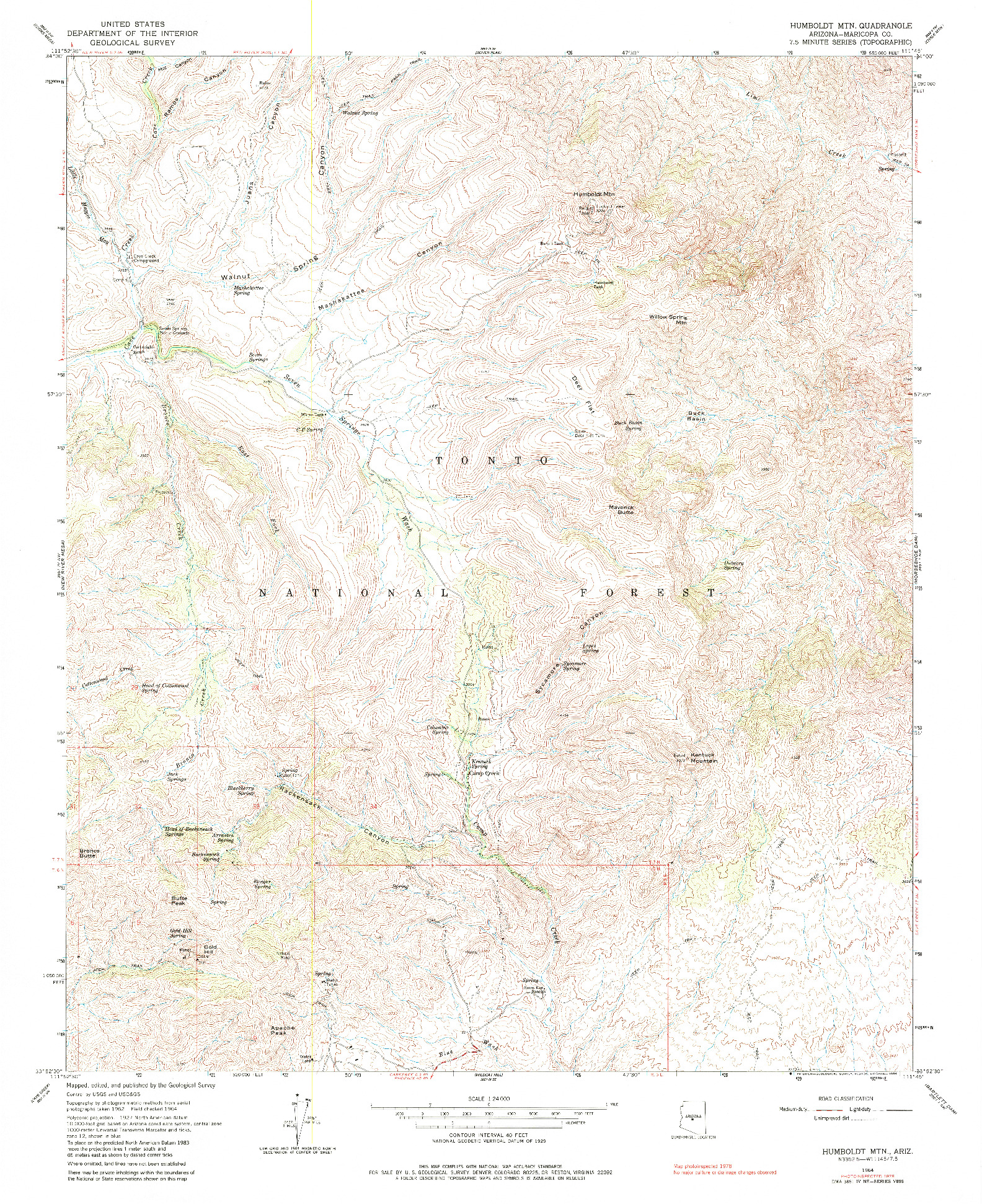 USGS 1:24000-SCALE QUADRANGLE FOR HUMBOLDT MTN., AZ 1964