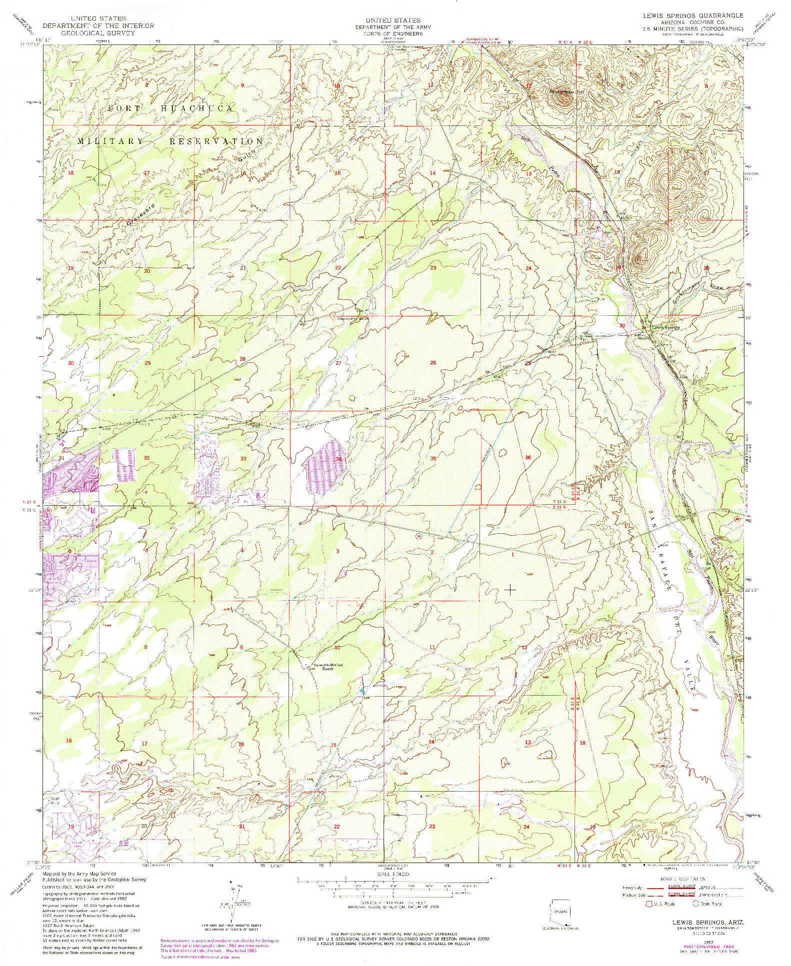 USGS 1:24000-SCALE QUADRANGLE FOR LEWIS SPRINGS, AZ 1952