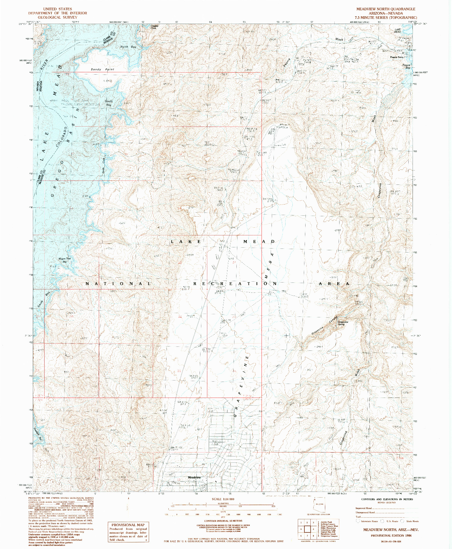 USGS 1:24000-SCALE QUADRANGLE FOR MEADVIEW NORTH, AZ 1984