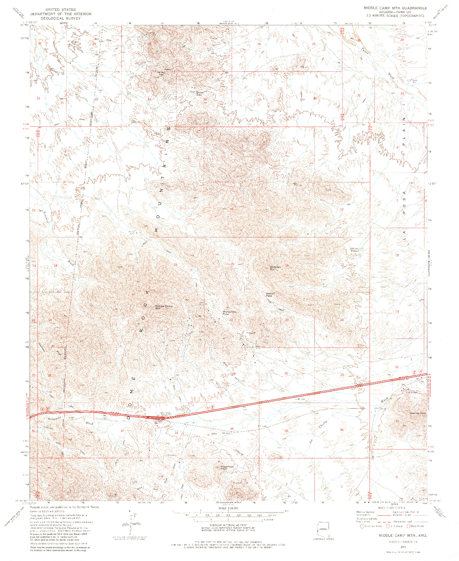 USGS 1:24000-SCALE QUADRANGLE FOR MIDDLE CAMP MTN., AZ 1971